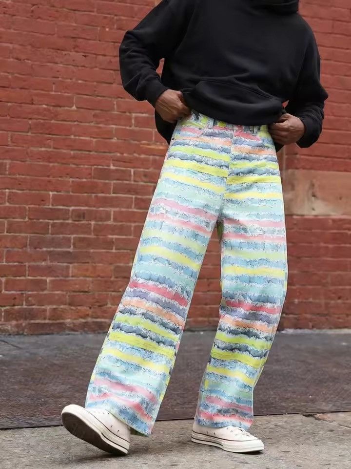 Japanese Brand 3D Striped Printed Pant Size US 29 - 9 Thumbnail