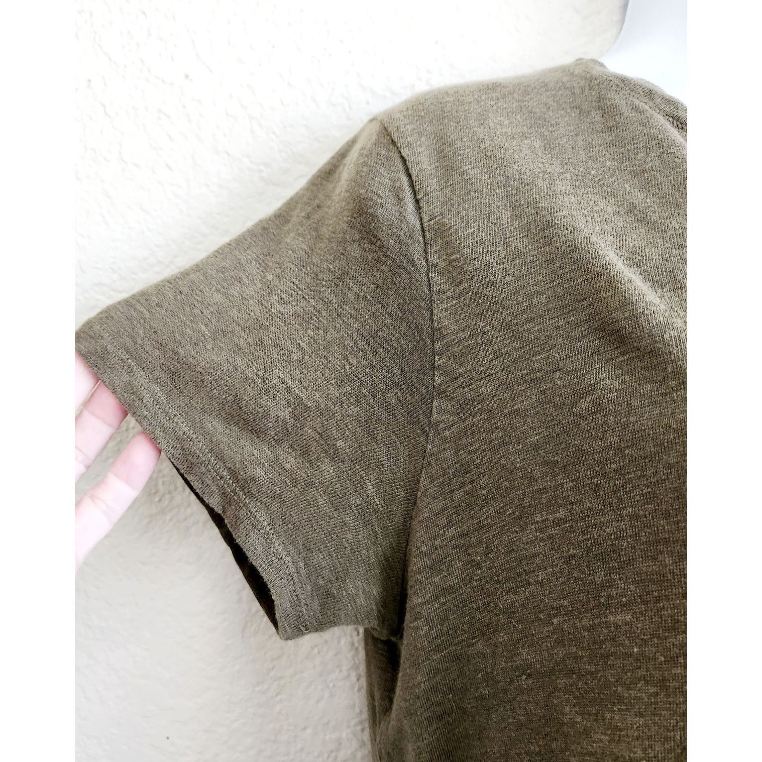 Other J. Crew Green Heathered Ruffled Hem Top Medium Short Sleeves Size M / US 6-8 / IT 42-44 - 2 Thumbnail