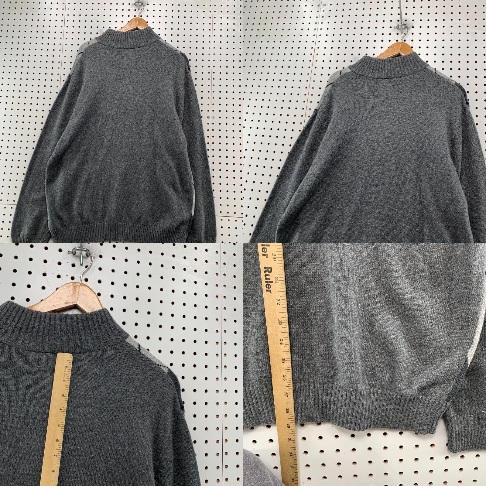 Vintage Consensus Wool Argyle 1/4 Zip Knit Sweater Mens XL Gray NWT Business Work Mock Neck Long Sleeve Winter Fall Pullover Zipper Sweatery? Size US XL / EU 56 / 4 - 8 Thumbnail