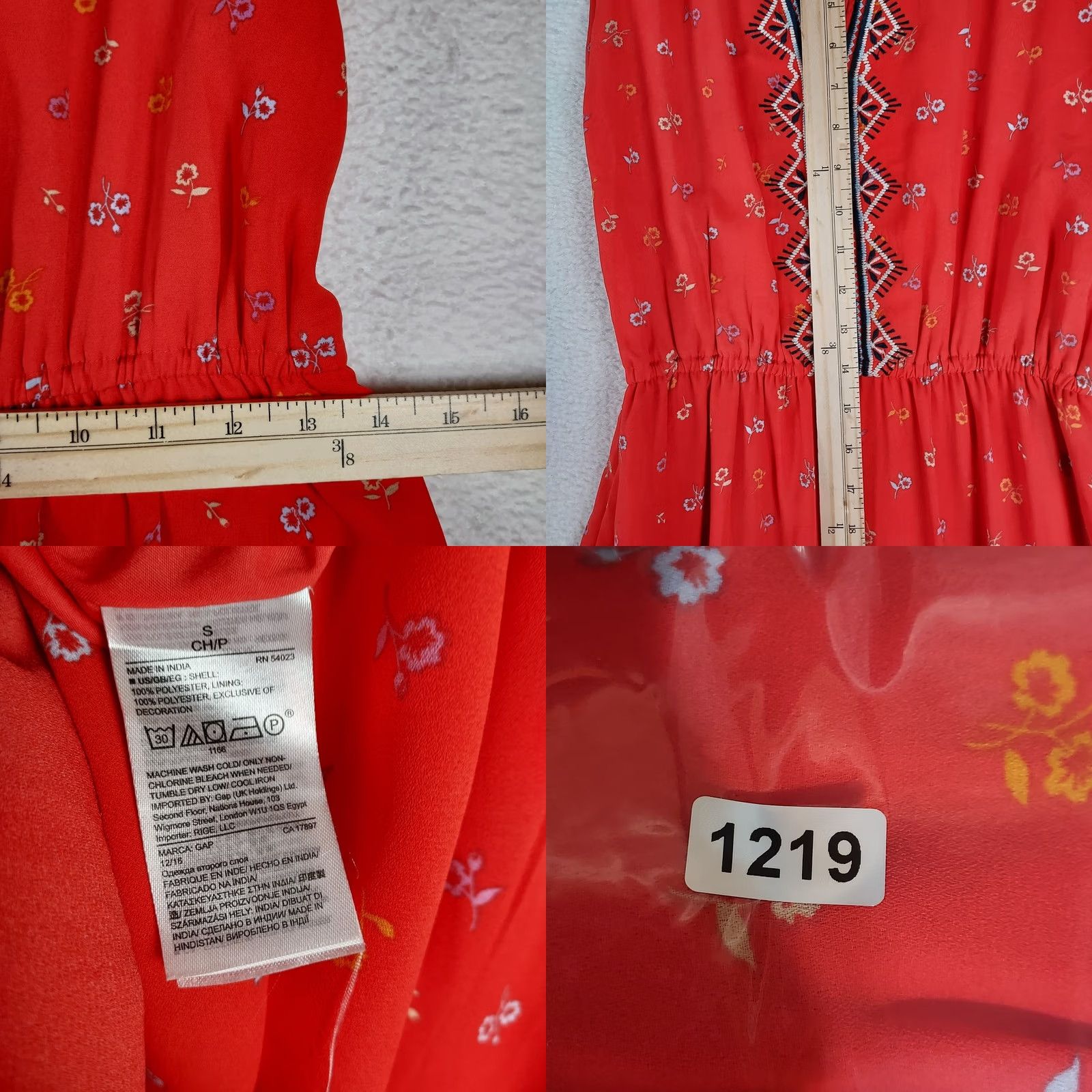 Gap GAP Women’s Sleeveless Red Floral Maxi Dress Embroidered Neckline Size Small Size S / US 4 / IT 40 - 9 Thumbnail