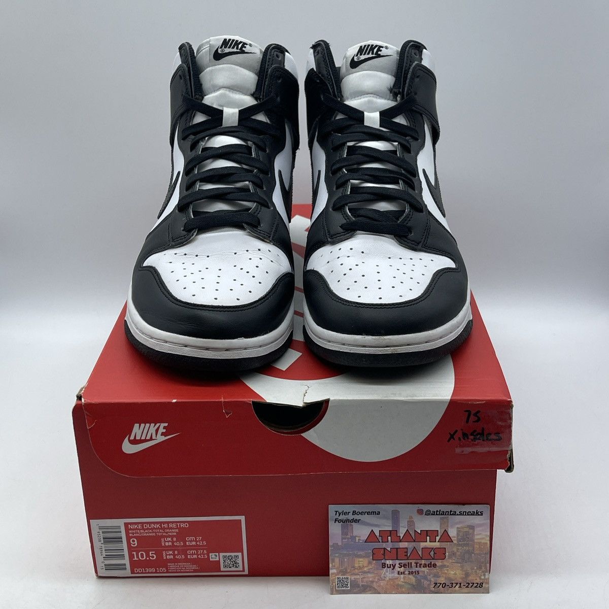 Nike Dunk high black white Size US 9 / EU 42 - 2 Thumbnail