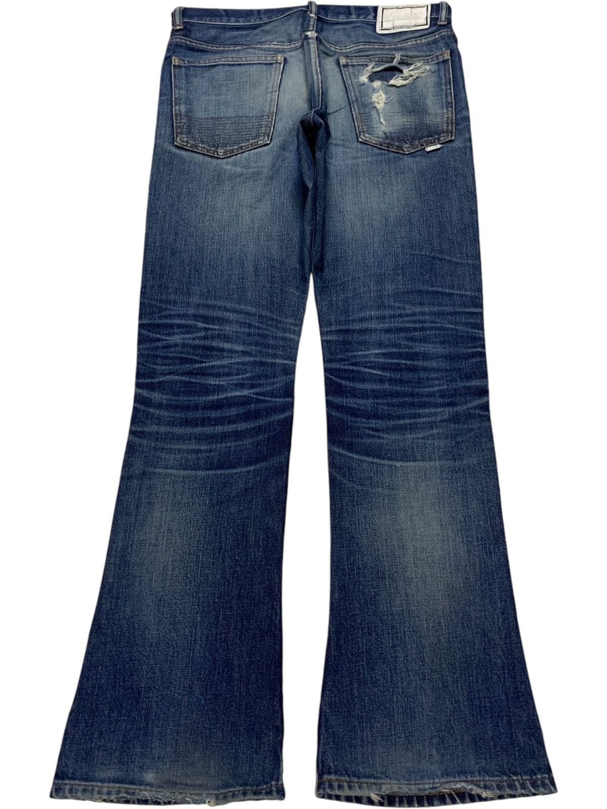 If Six Was Nine × Japanese Brand Vintage Japanese Brand Blue Wash Distressed Flare Jeans Size US 32 / EU 48 - 2 Thumbnail