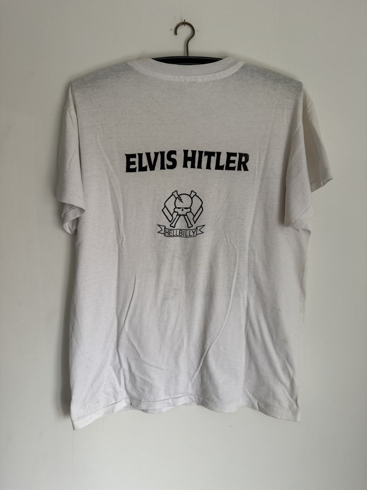 Vintage 1987 Nazi Elvis Hitler Hellbilly Tee Size US XL / EU 56 / 4 - 3 Thumbnail
