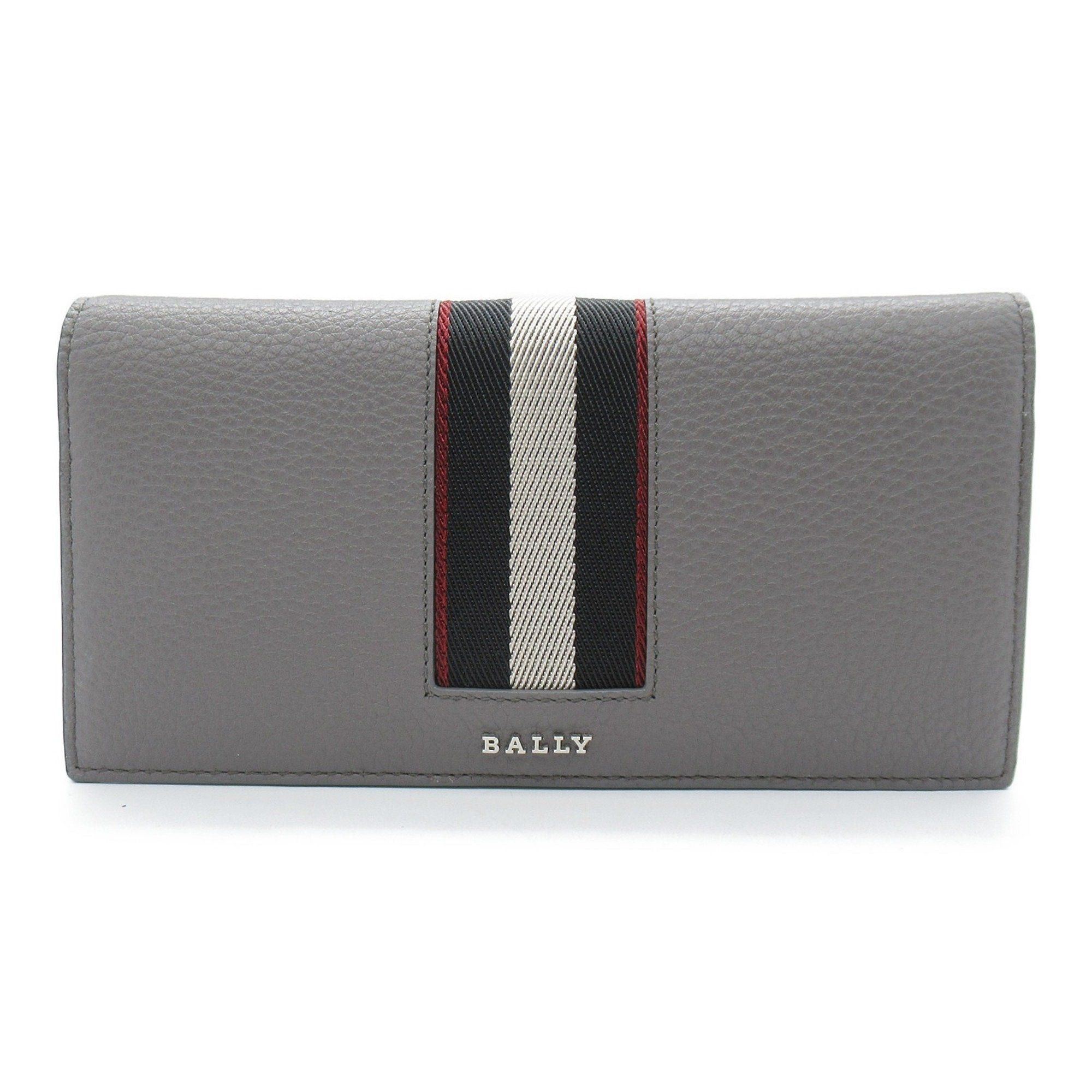 image of Bally Bifold Long Wallet Gray Dark Mineral Leather 6306282 in Grey, Women's