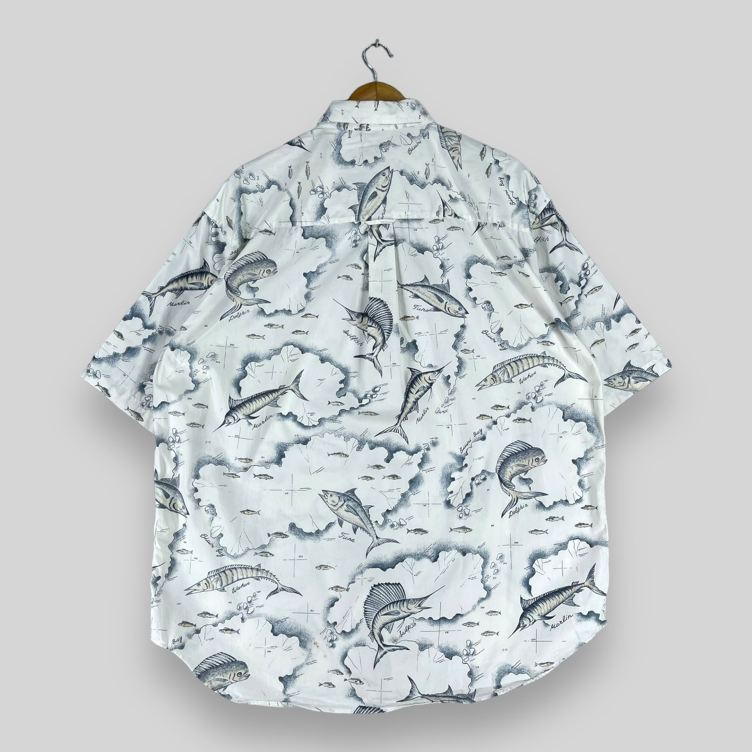 Other Vintage Y2K Hawaiian Deep Ocean Fish Printed Shirt Button Up Size US XL / EU 56 / 4 - 10 Thumbnail