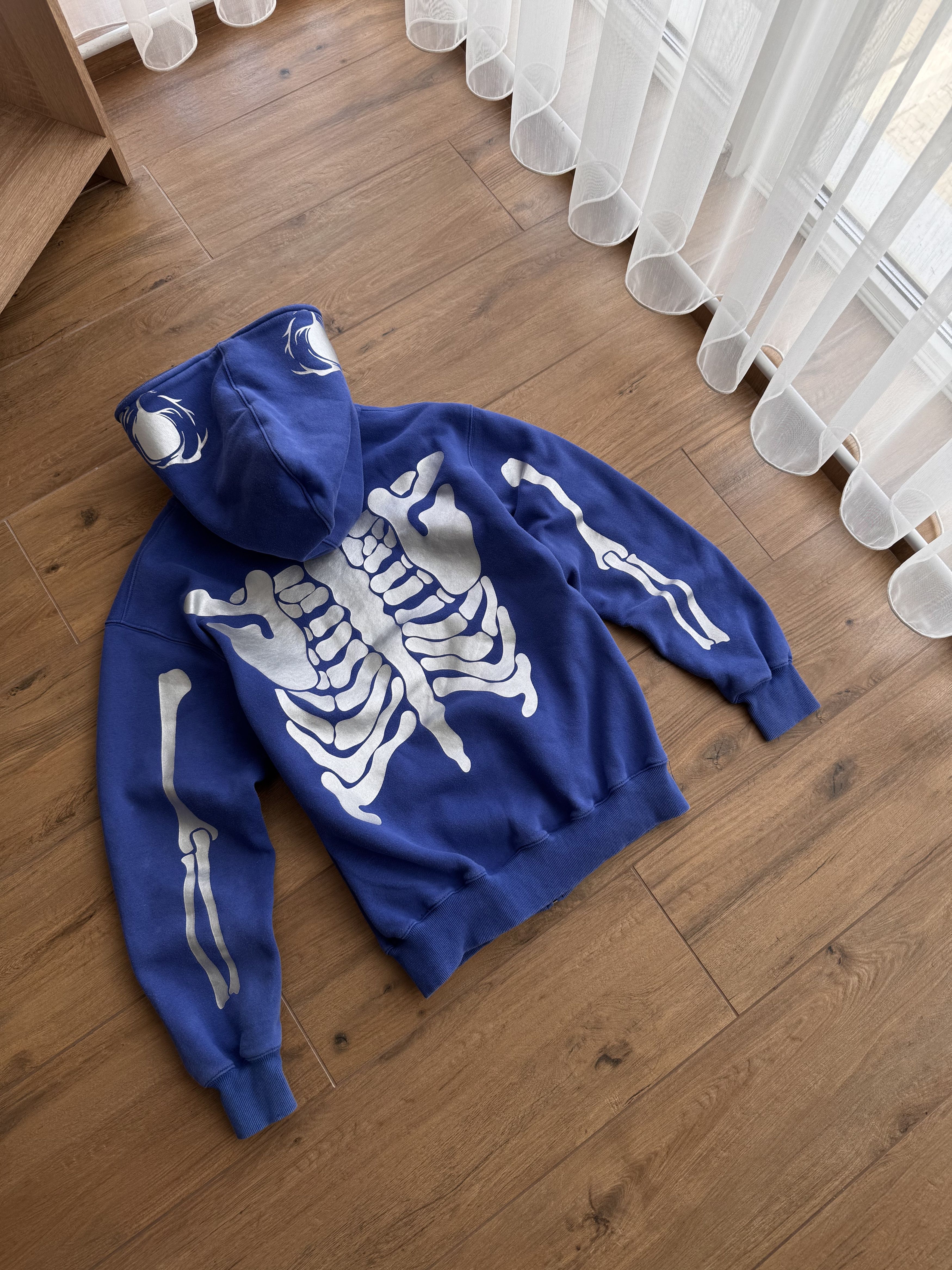 Japanese Brand × Vintage Vintage Kanye West Style Full Zip Skeleton Blue Hoodie Size US M / EU 48-50 / 2 - 8 Thumbnail