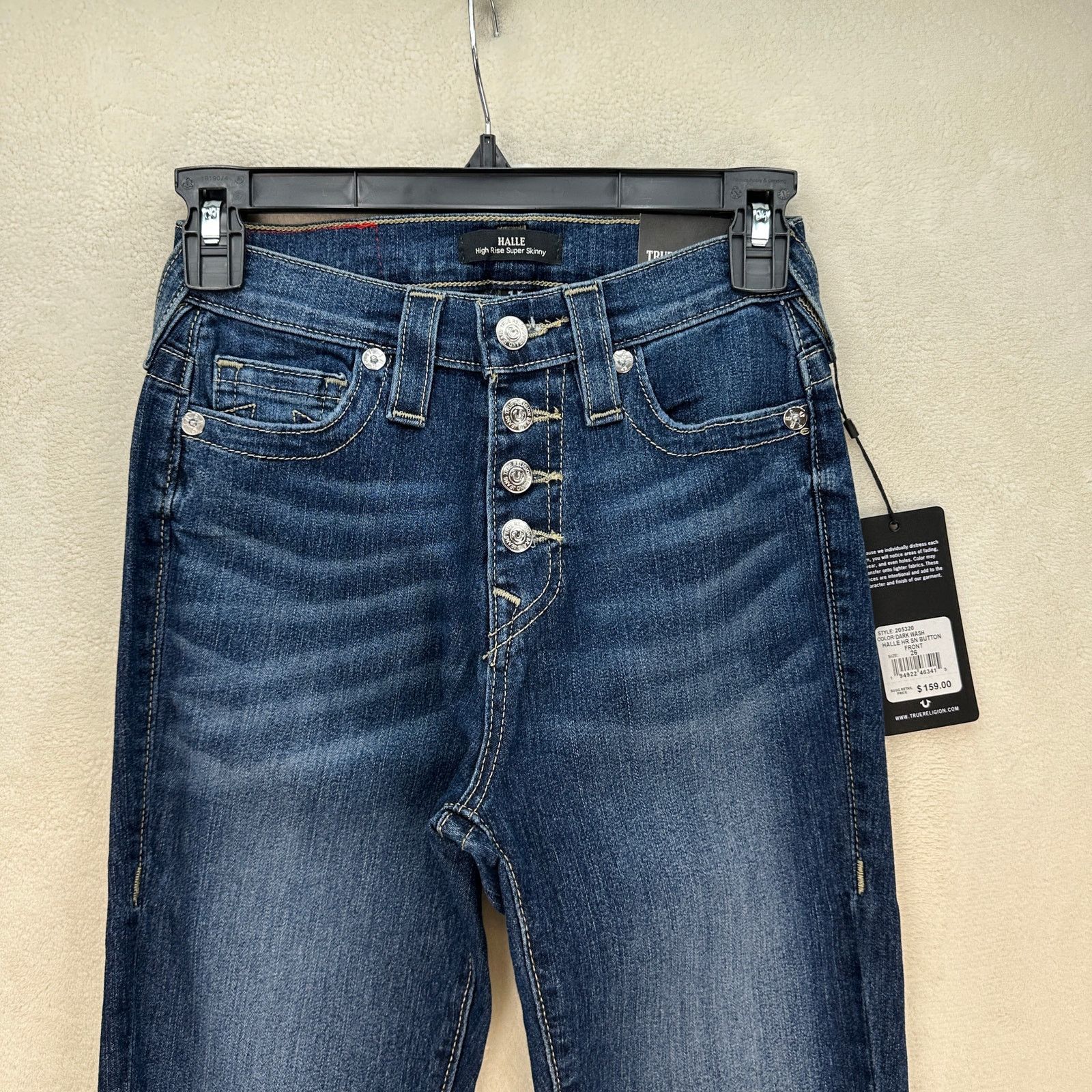 True Religion TRUE RELIGION WOMEN'S 26 HALLE HIGH RISE SUPER SKINNY MEDIUM Size 26" / US 2 / IT 38 - 3 Thumbnail