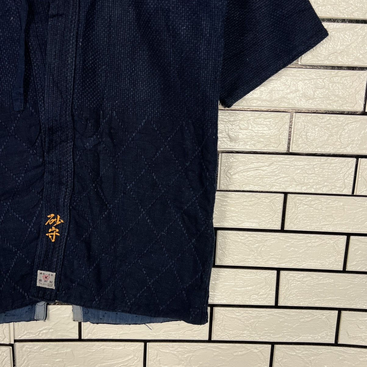 Vintage Japan Indigo Blue Sashiko Thick Weave Kimono #4147-C189 Size US L / EU 52-54 / 3 - 7 Thumbnail