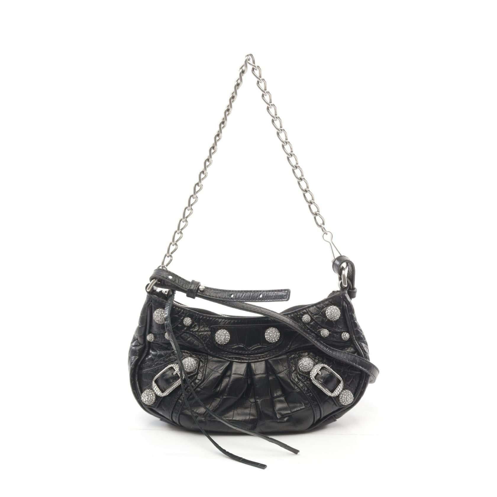 Balenciaga Le Cagole Mini Bb Cagoule Handbag Leather Black