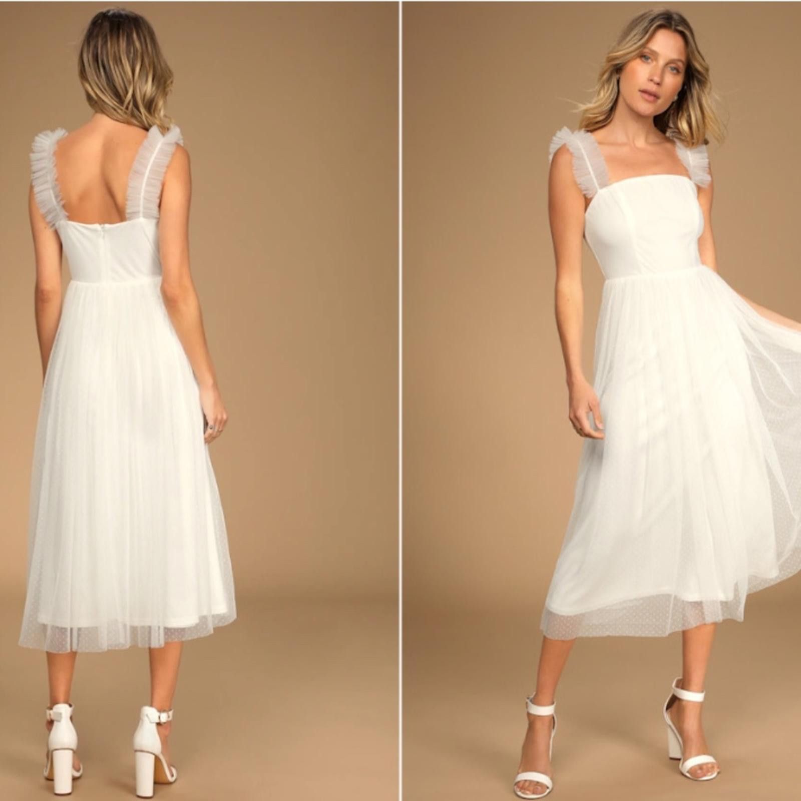 Lulus LULU's Bridal Shower Engagement Swiss Dot Honeymoon Midi Size M / US 6-8 / IT 42-44 - 3 Thumbnail