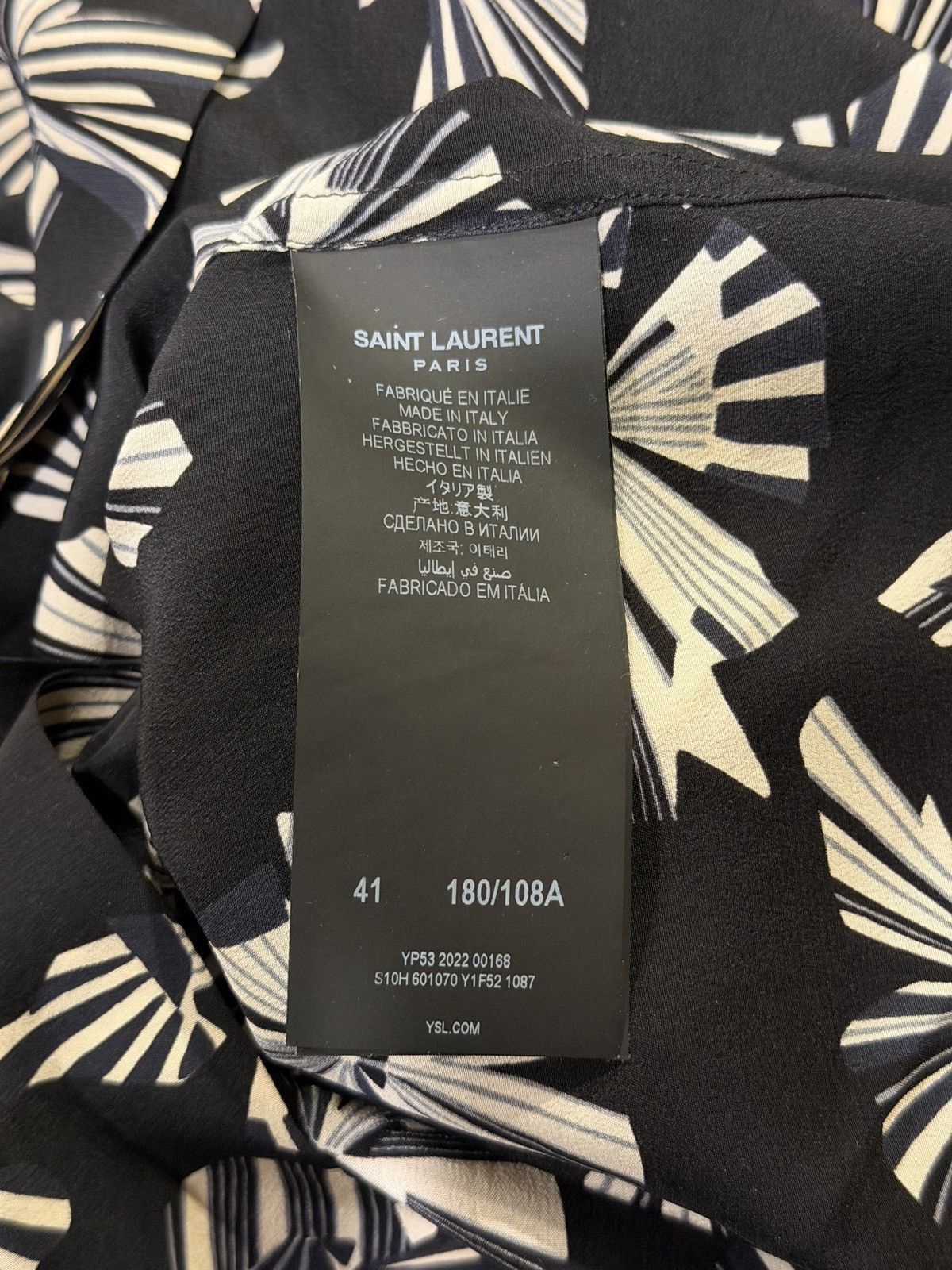 Saint Laurent Paris Saint Laurent Paris Imprime Fleur Origami Print Black Shirt Size US L / EU 52-54 / 3 - 13 Thumbnail