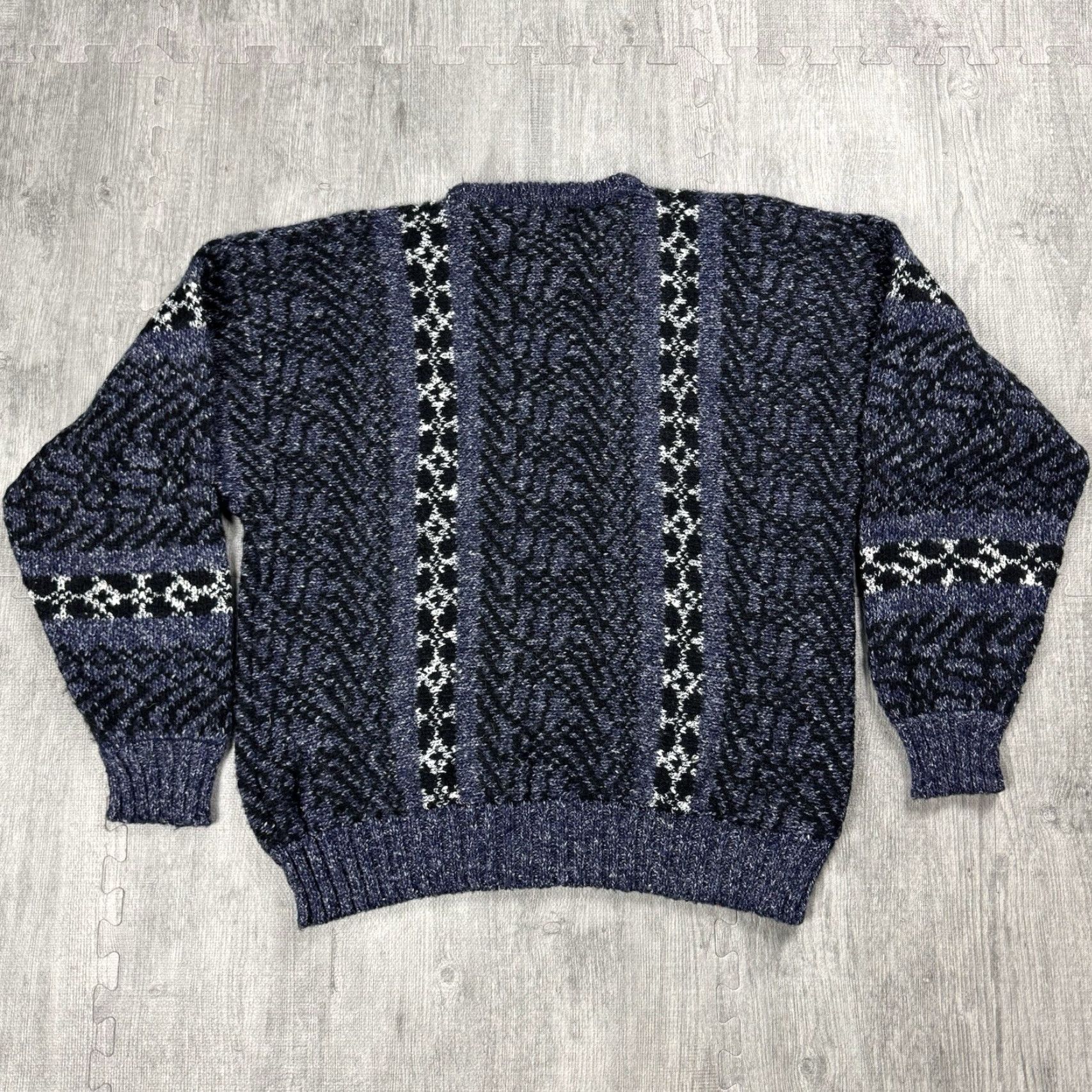 Vintage VINTAGE Ferruche Sweater Mens M Striped Heather Blue Black ACRYLIC BLEND 80s Size US M / EU 48-50 / 2 - 5 Thumbnail