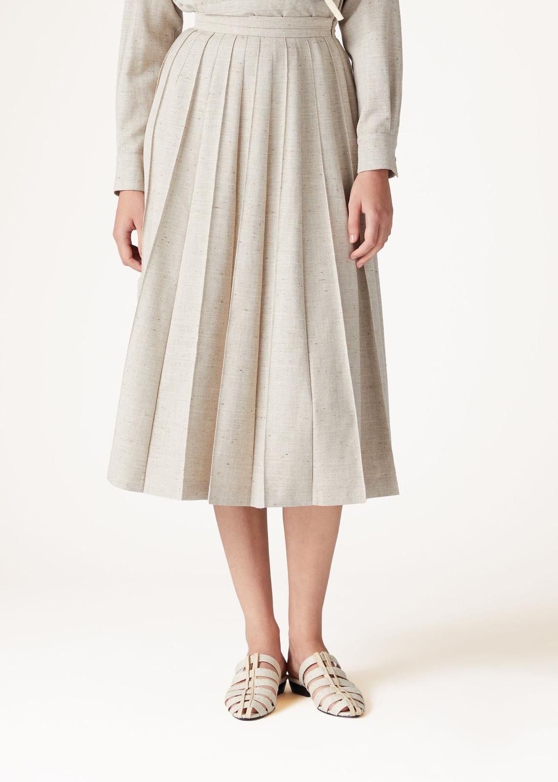 Loro Piana o1srvl11e0225 FAO0176 Fumiko Skirt in Beige Size 27" / US 4 / IT 40 - 7 Thumbnail