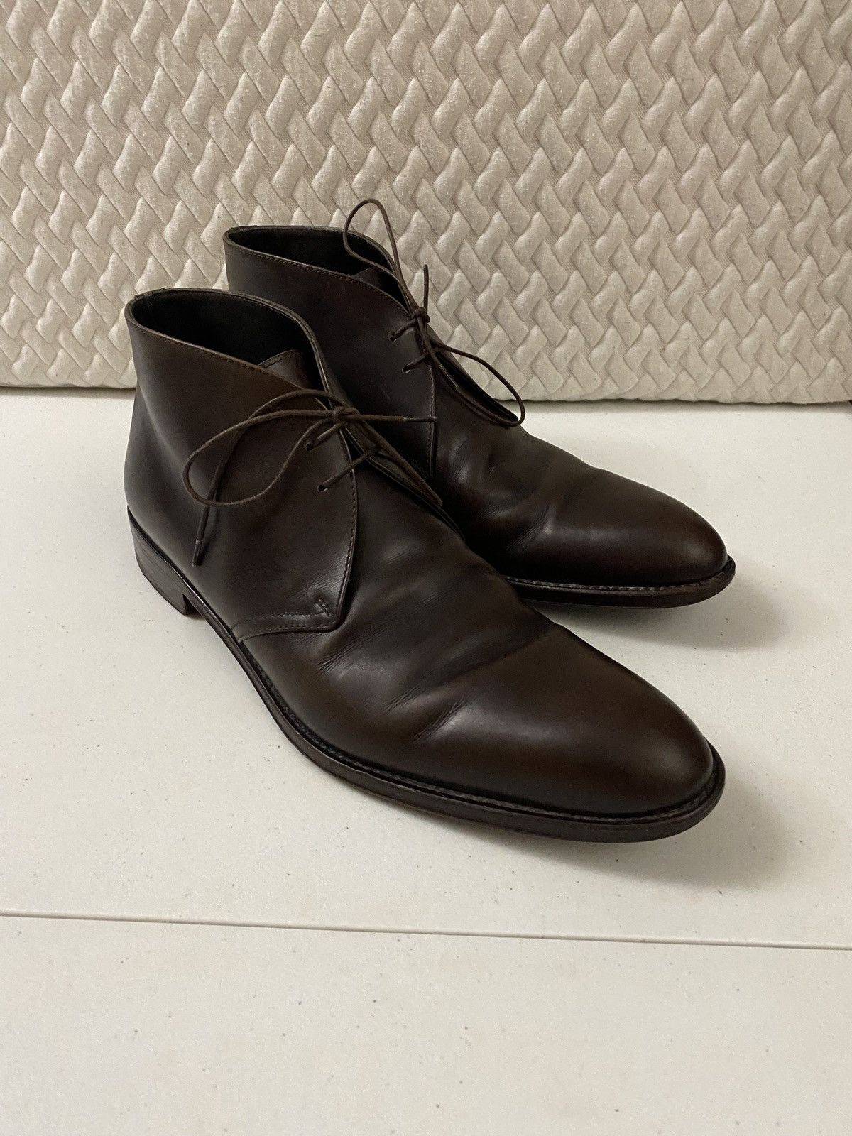 Ermenegildo Zegna Ermenegildo Zegna 🇮🇹 Dk Brown Calfskin Chukka Boots 8.5 D VGC Size US 8.5 / EU 41-42 - 14 Thumbnail