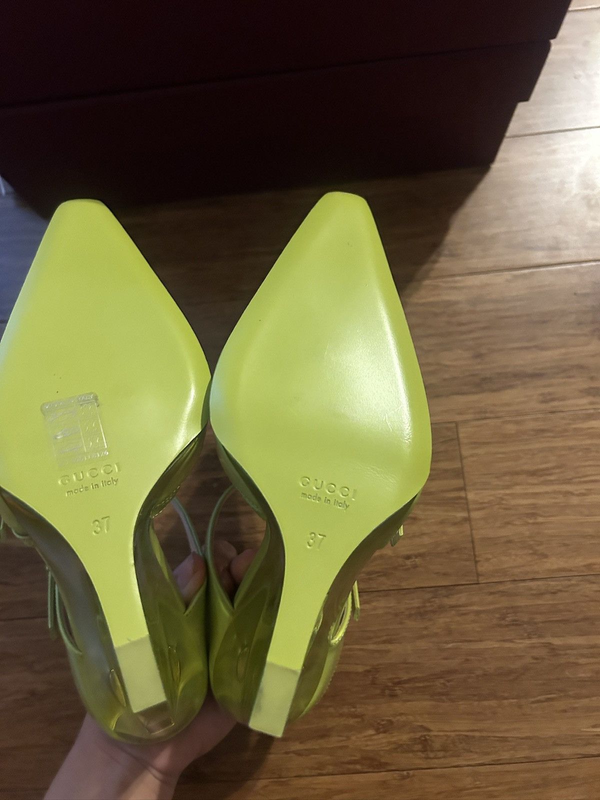 Gucci Gucci Closed Toe Slippers Wedge 10.9cm Light Green Regent Size US 7 / IT 37 - 6 Thumbnail