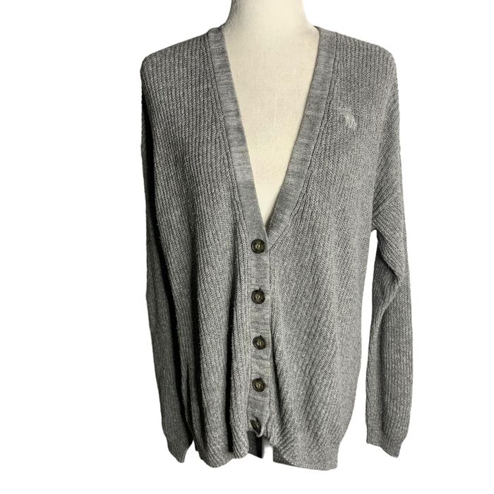 Abercrombie & Fitch Abercrombie & Fitch Knit Cardigan Sweater L Grey V ...