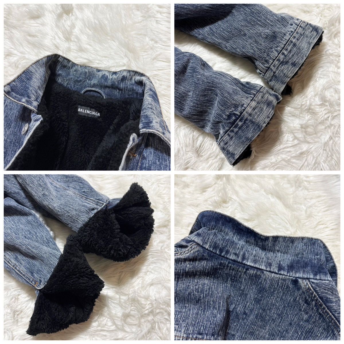 Balenciaga Balenciaga Boa Fur-Lined Marbled Denim Bomber Jacket, Size US S / EU 44-46 / 1 - 4 Thumbnail