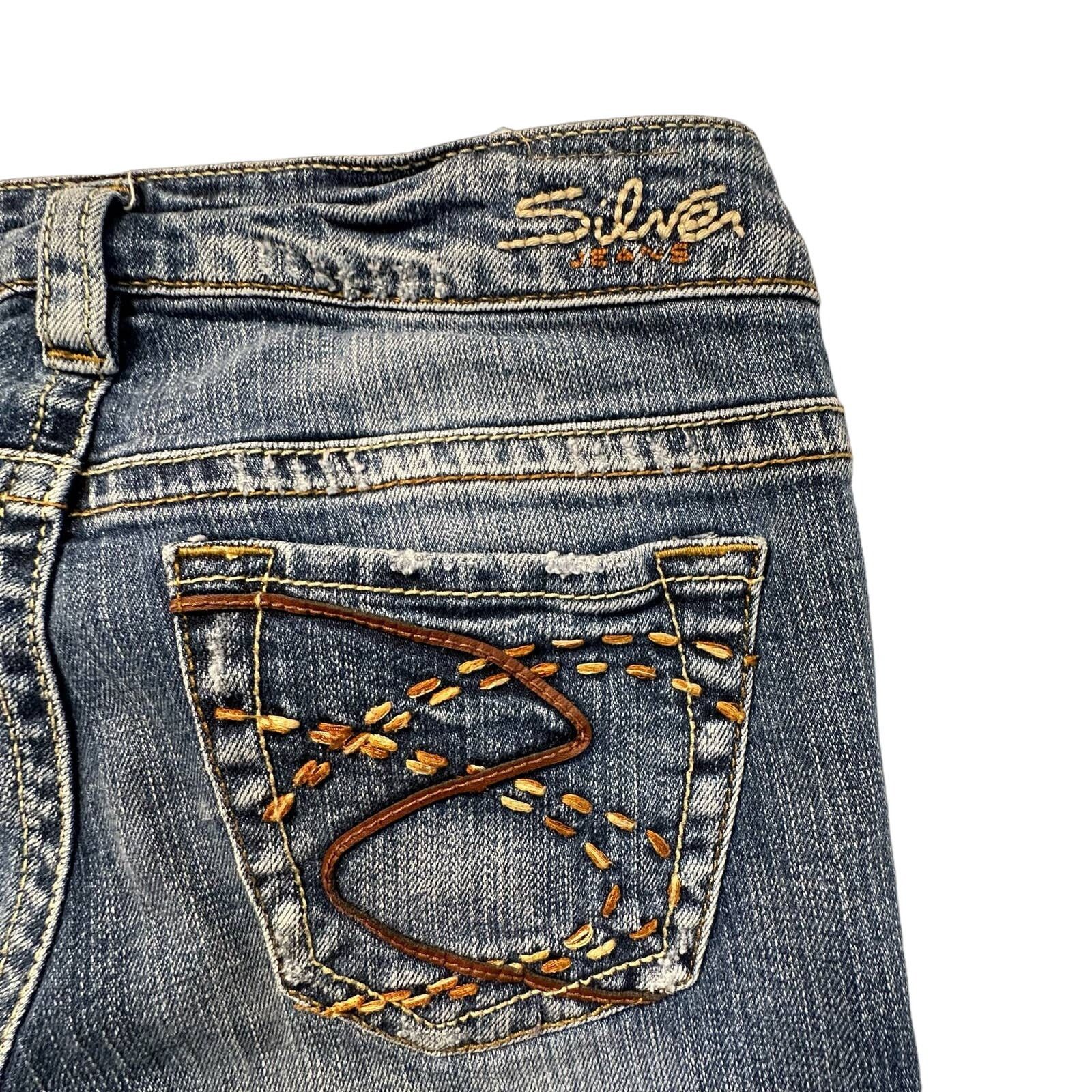 Other Silver Frances Embroidered Back Pockets Low Rise Capri Jeans Size 23" - 13 Thumbnail