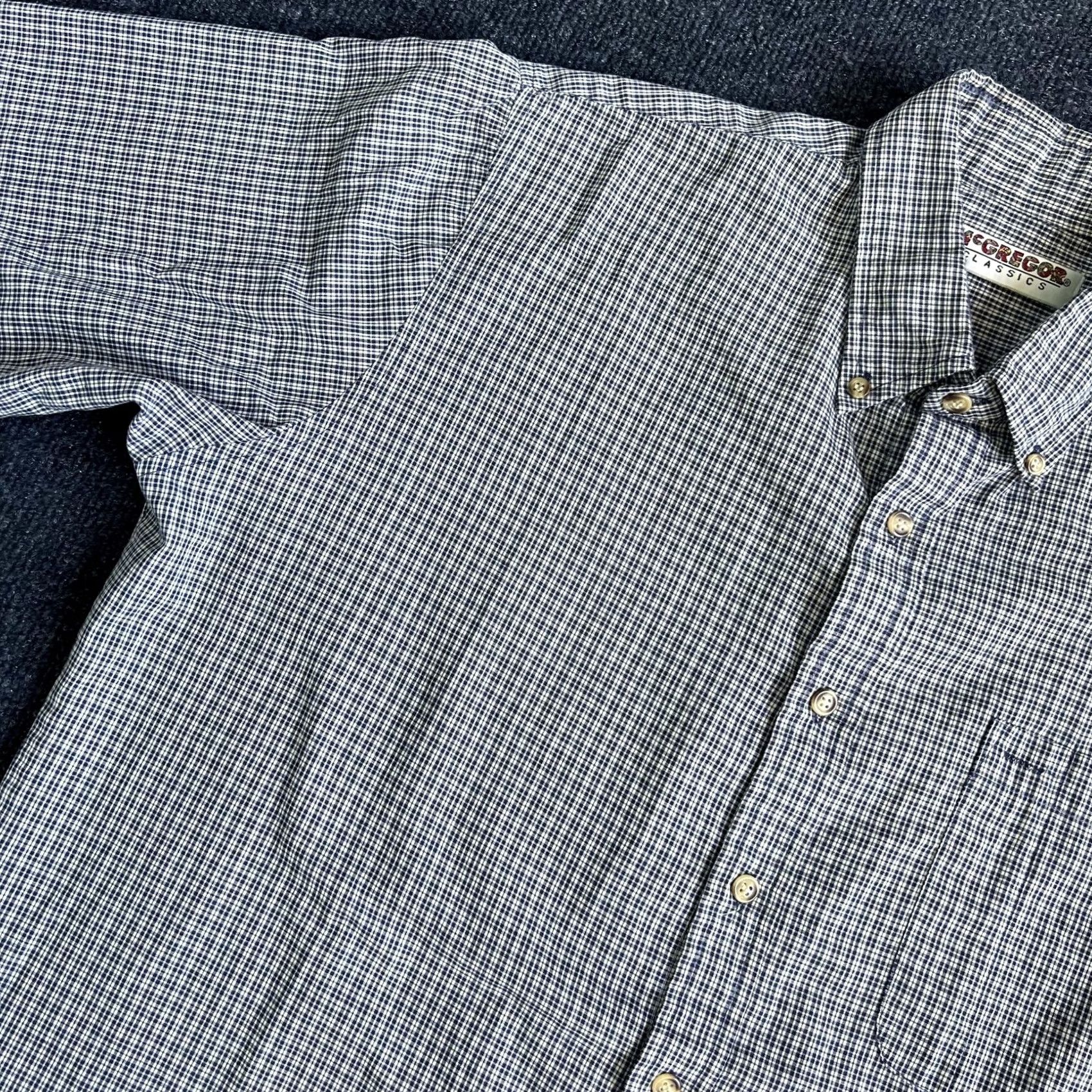 McGregor VINTAGE McGregor Shirt Mens Large Blue Check Short Sleeve Button Up Classic Size US L / EU 52-54 / 3 - 2 Thumbnail