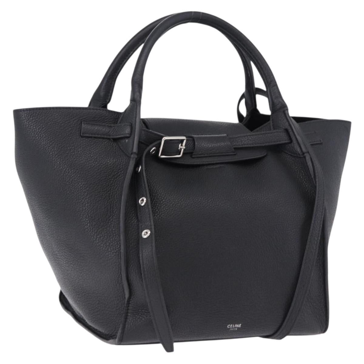 Celine CELINE Big Bag Small Leather 2way Black Silver Auth 193536V Size ONE SIZE - 1 Thumbnail