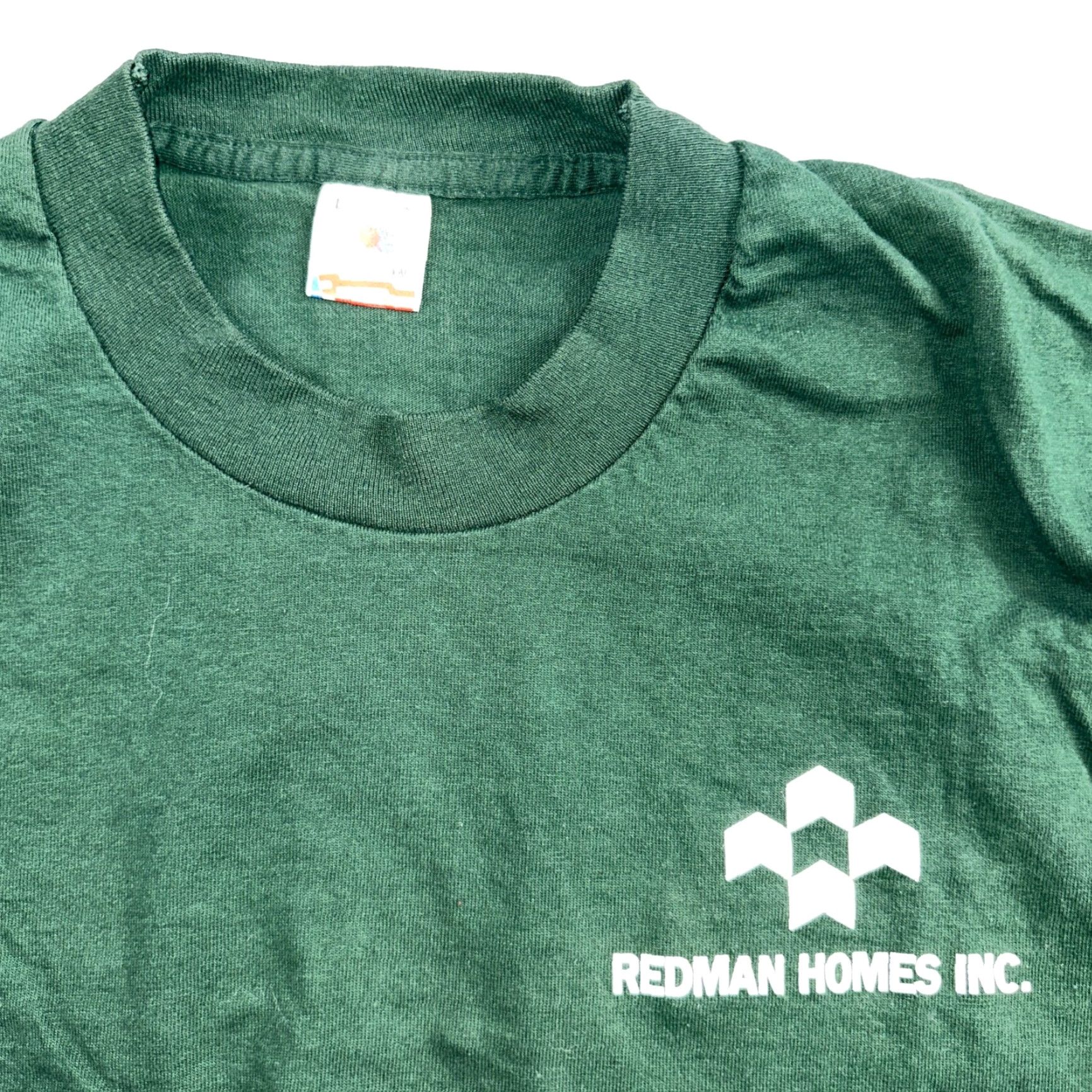 Fruit Of The Loom VINTAGE Fruit of the Loom USA Flag T Shirt Main Selling Point Brand Green Redman Home Construction Large Mens L Crew Neck Short Sleeve USA Theme Size US L / EU 52-54 / 3 - 2 Thumbnail