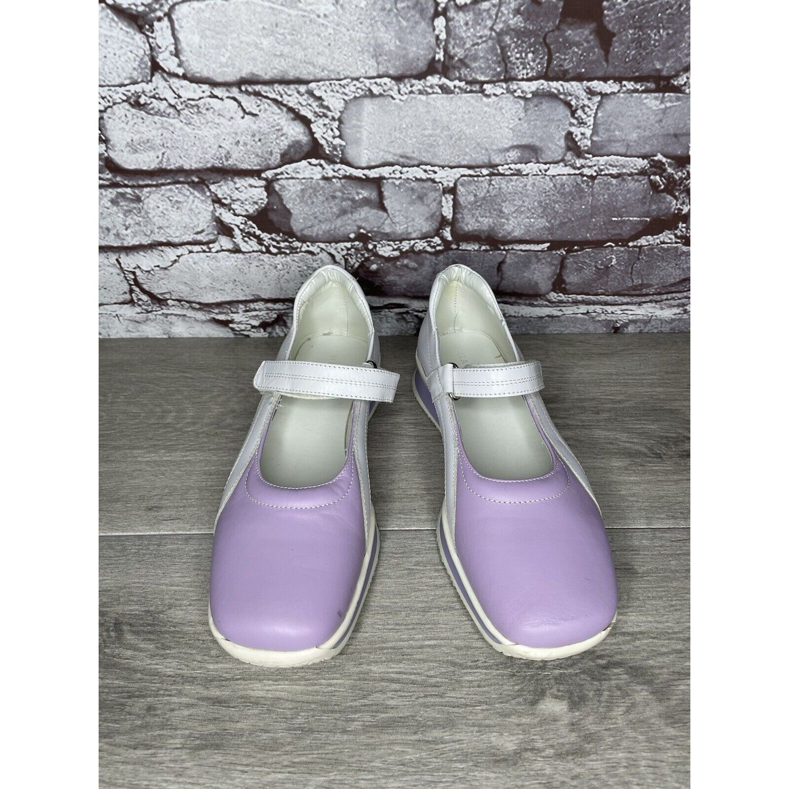 Other Halogen Purple Leather White MaryJane Strap Wedge Comfort Sh Size US 6 / IT 36 - 2 Thumbnail