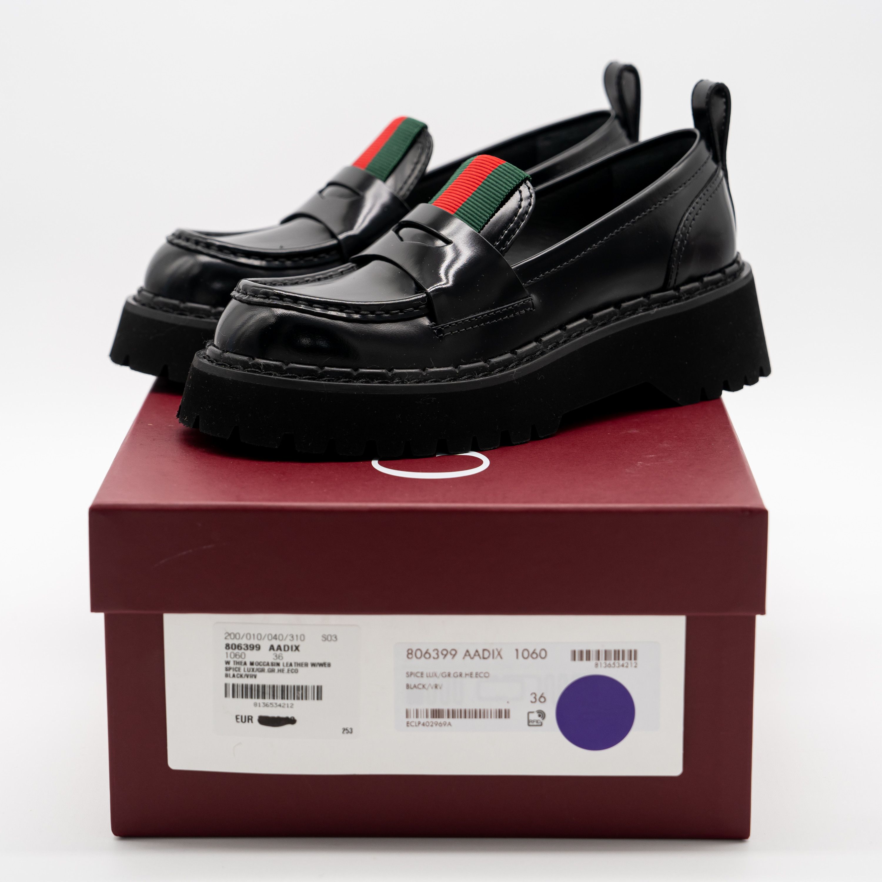 Gucci 6 US Gucci Lug Sole Penny Loafers Black Web Leather Size US 6 / IT 36 - 11 Thumbnail