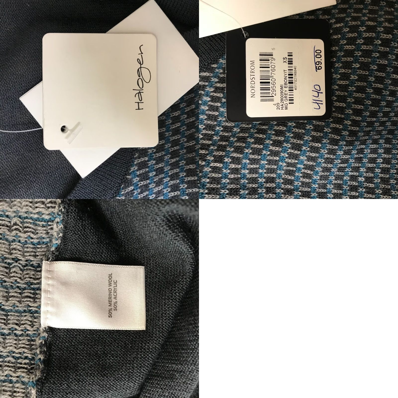 Vintage HALOGEN WOMEN'S XS GRAY LONG SLEEVE BUTTON MERINO WOOL BLEND CARDIGAN SWEATER Size XS / US 0-2 / IT 36-38 - 8 Thumbnail