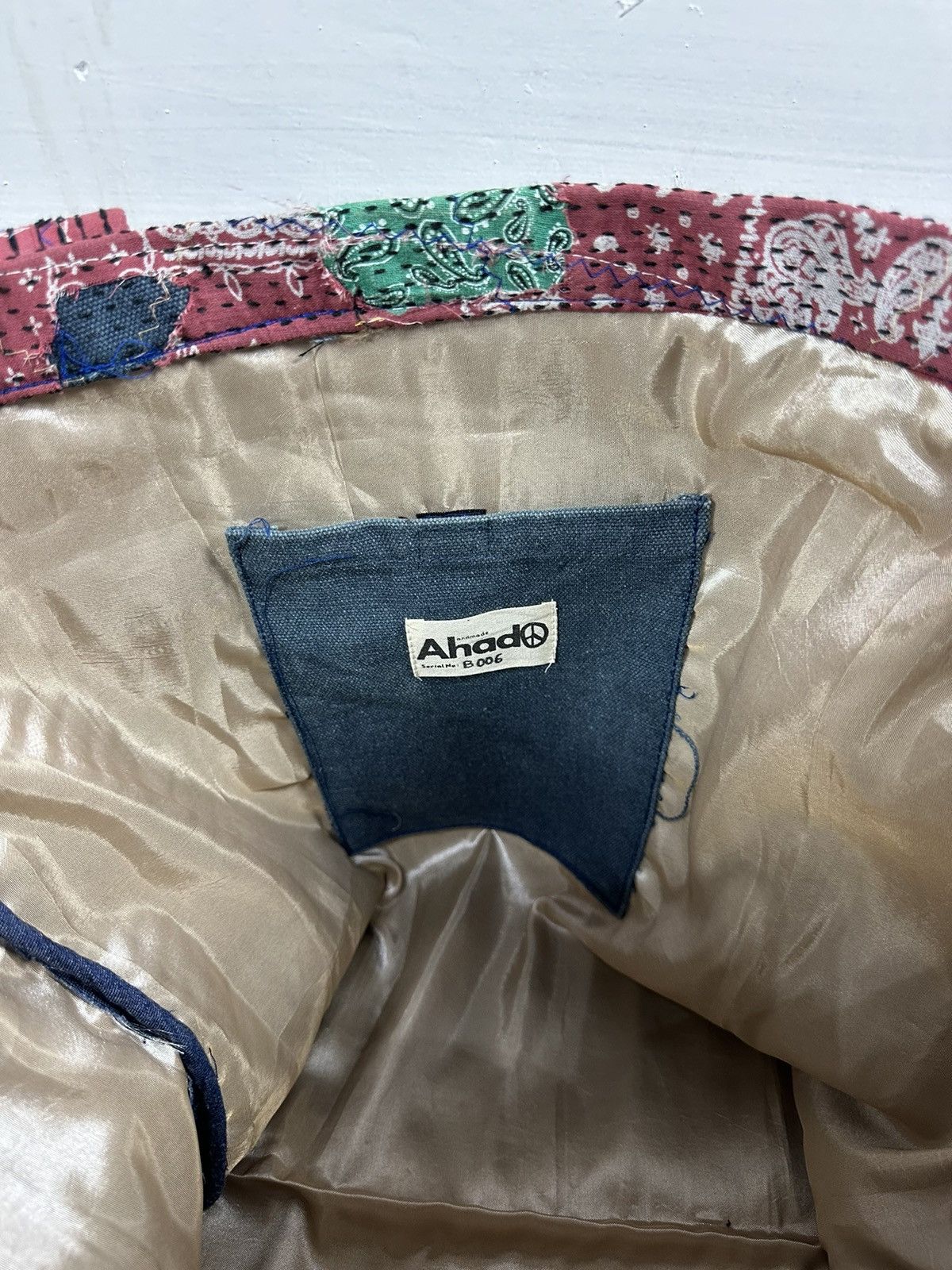 Handmade Custom Made Distressed denim Patchwork Boro Paisley tote bag Size ONE SIZE - 10 Thumbnail