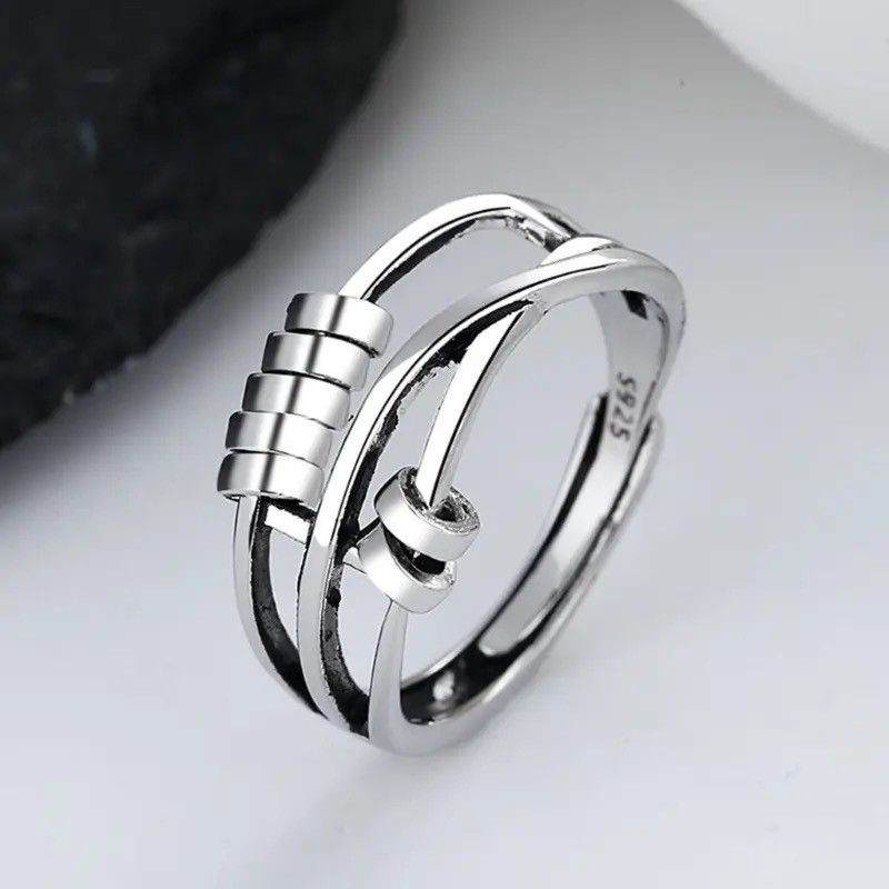 Jewelry × Vintage Anxiety Ring Adjustable Opening Women Men Fidget Ring Size ONE SIZE - 2 Thumbnail