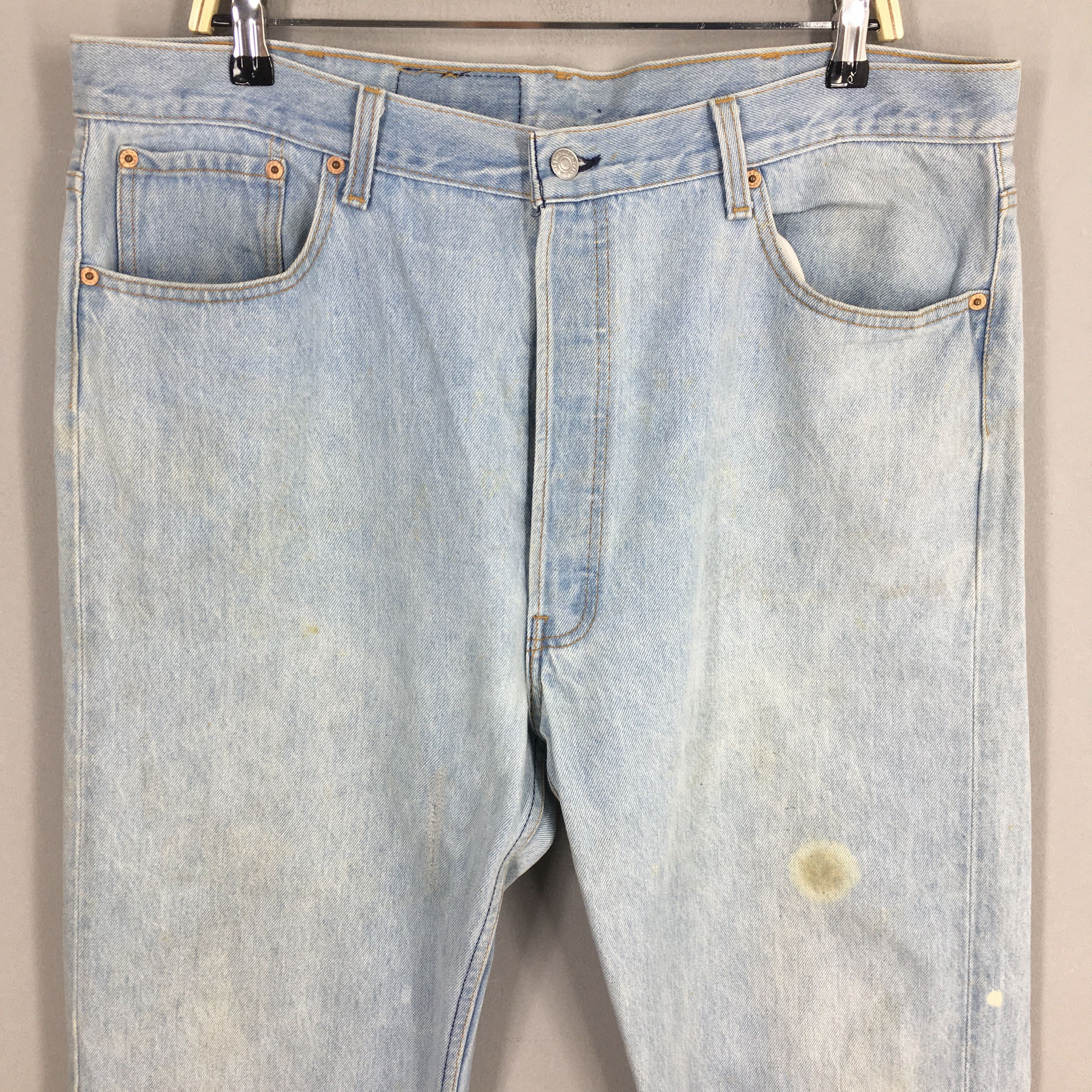 Levi's Size 38x35.5 Vintage 90s Levi's 501 Faded Blue Jeans Size US 30 / EU 46 - 2 Thumbnail