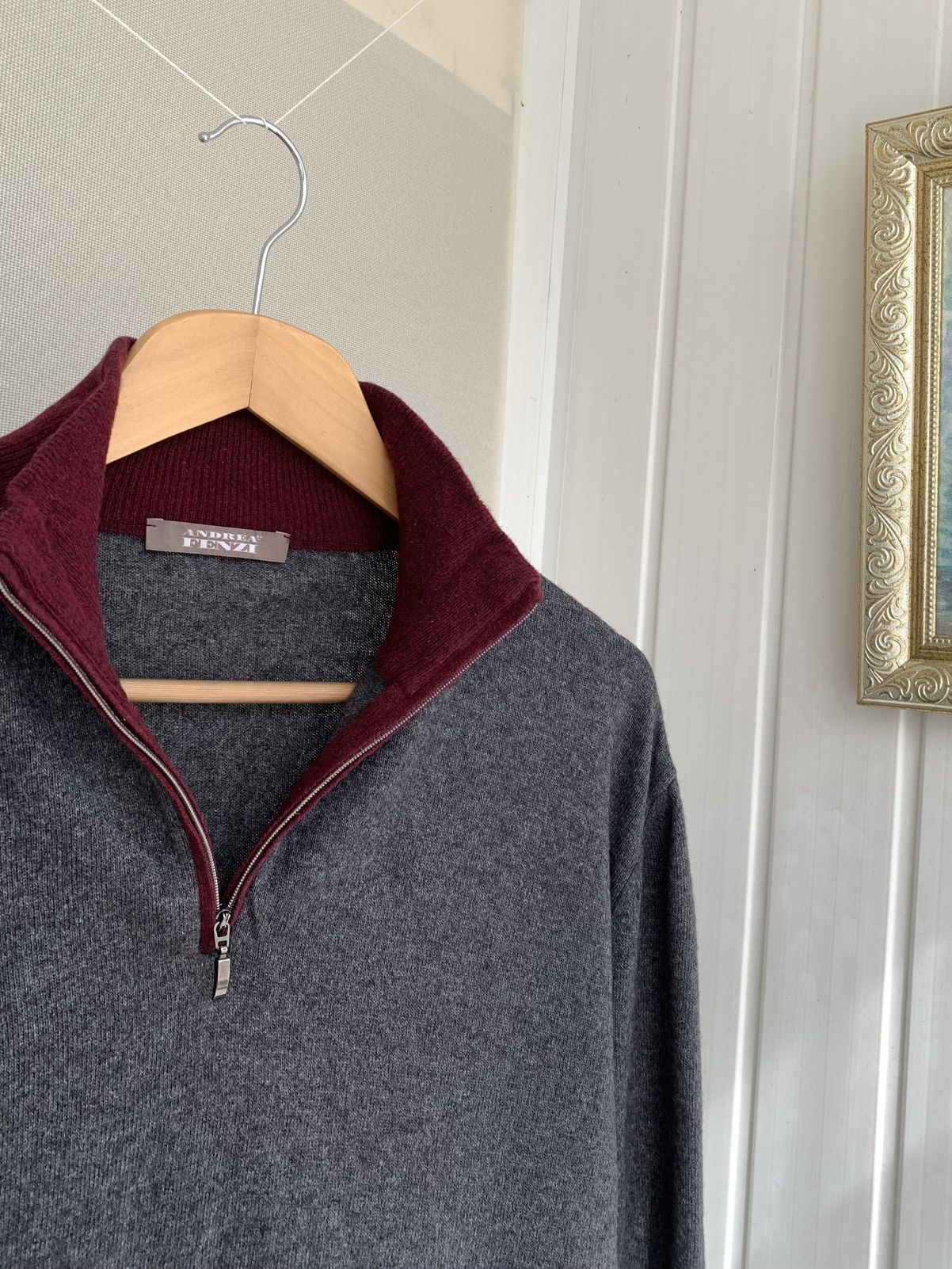 Other Andrea Fenzi 1/4 Zip Wool Sweater Mens Size 52 L Size US L / EU 52-54 / 3 - 4 Thumbnail