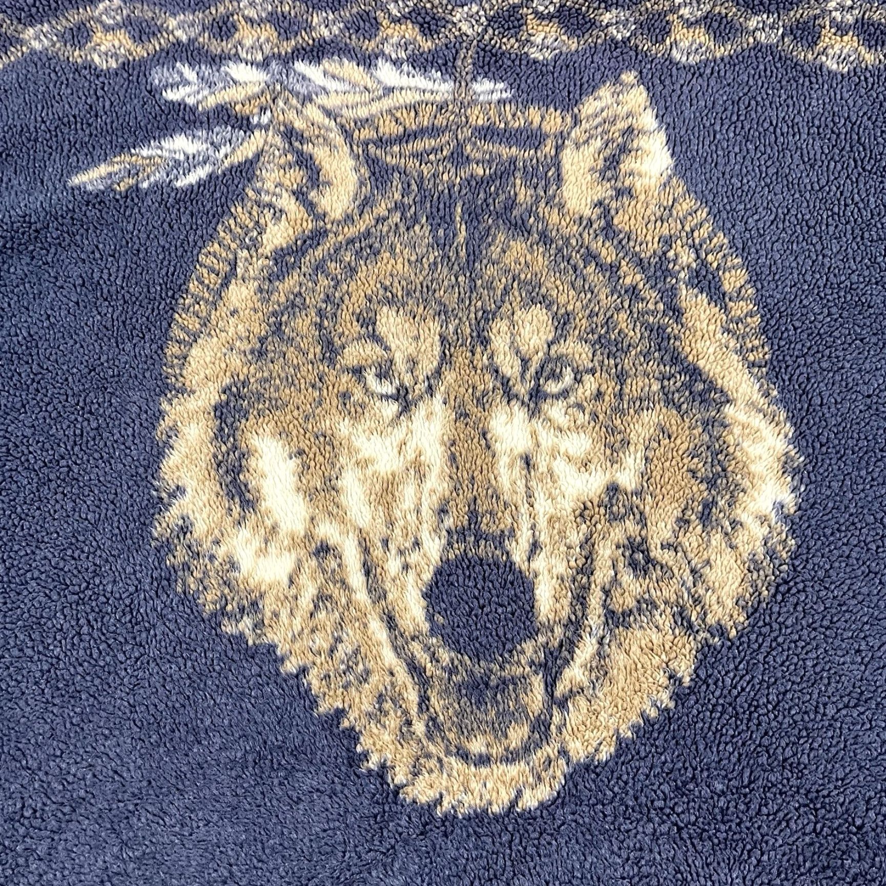 Native VINTAGE Sweater Adult Men Large Blue Fleece Wolves Native Tribal Nature Full Zip Men Size US L / EU 52-54 / 3 - 7 Thumbnail