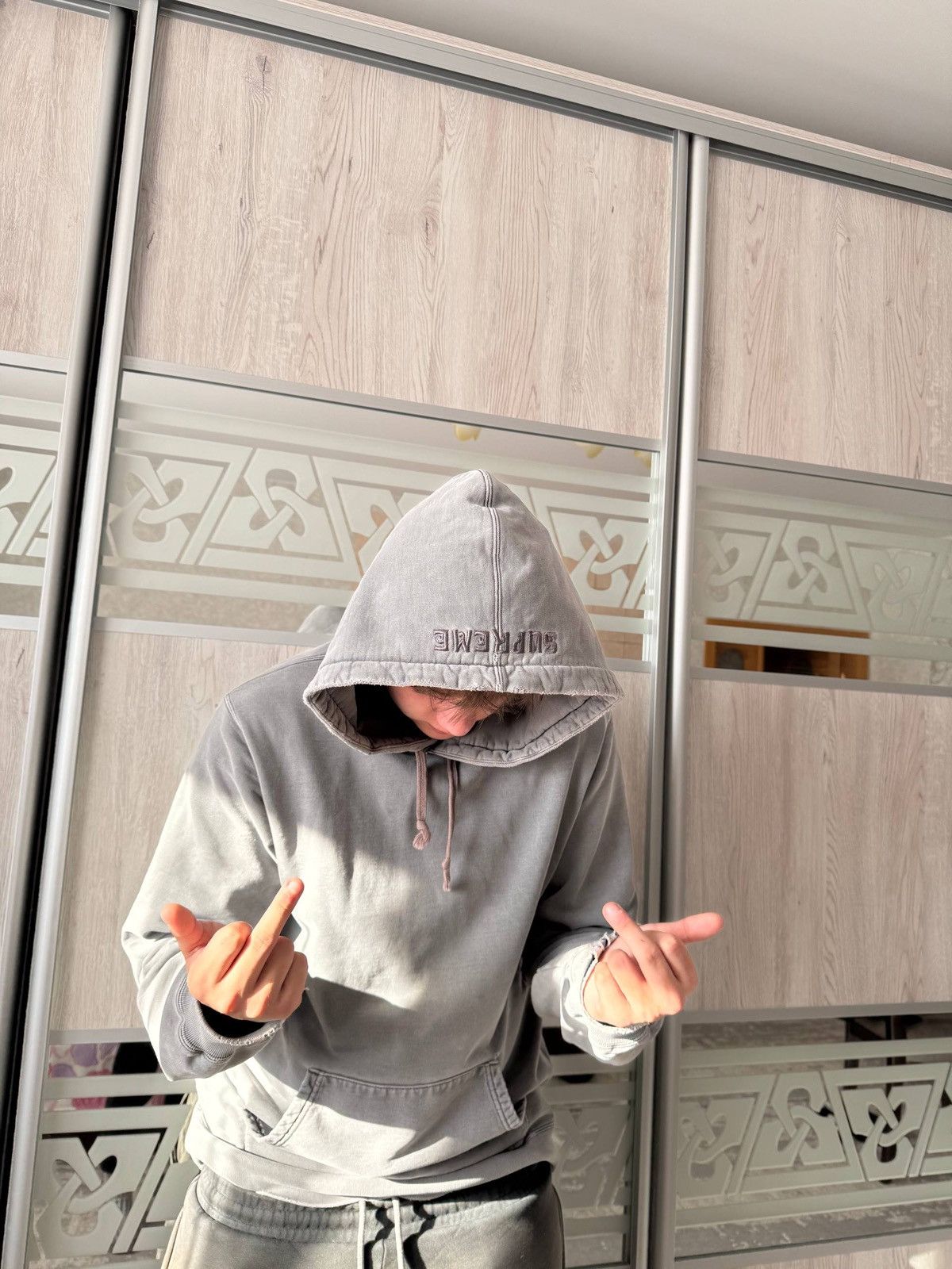 Supreme Supreme hoodie M cotton gray plain 18SS overdyed hoodie Size US M / EU 48-50 / 2 - 4 Thumbnail