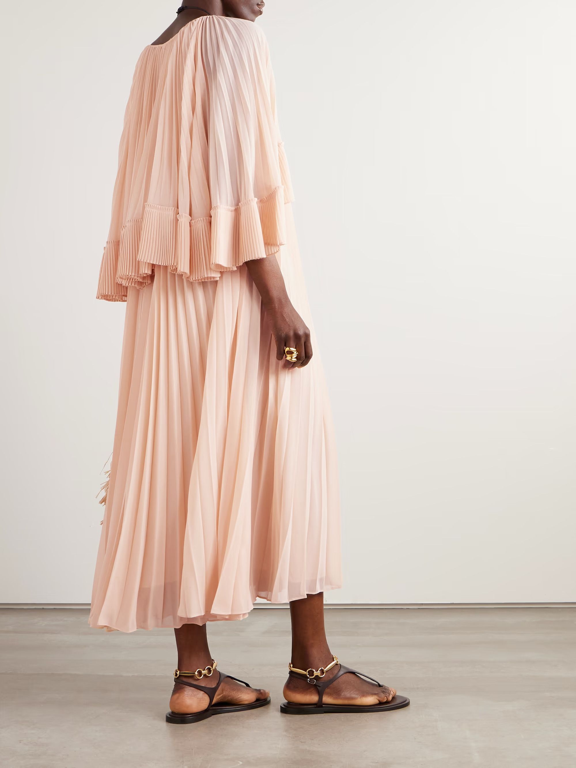 Zimmermann oc11z0226 Illuminate Cape Pleated Maxi Dress In Multicolor Size XS / US 0-2 / IT 36-38 - 3 Thumbnail