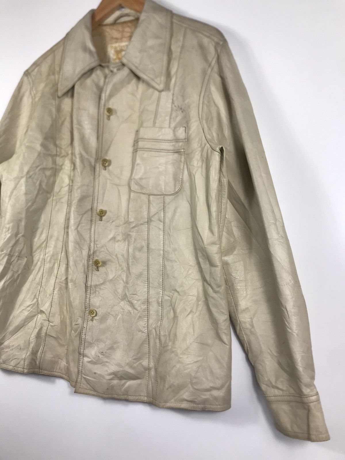 Burberry × Vintage ⚡️Vintage Burberry Distressed Leather Shirt Jacket Size US M / EU 48-50 / 2 - 3 Thumbnail