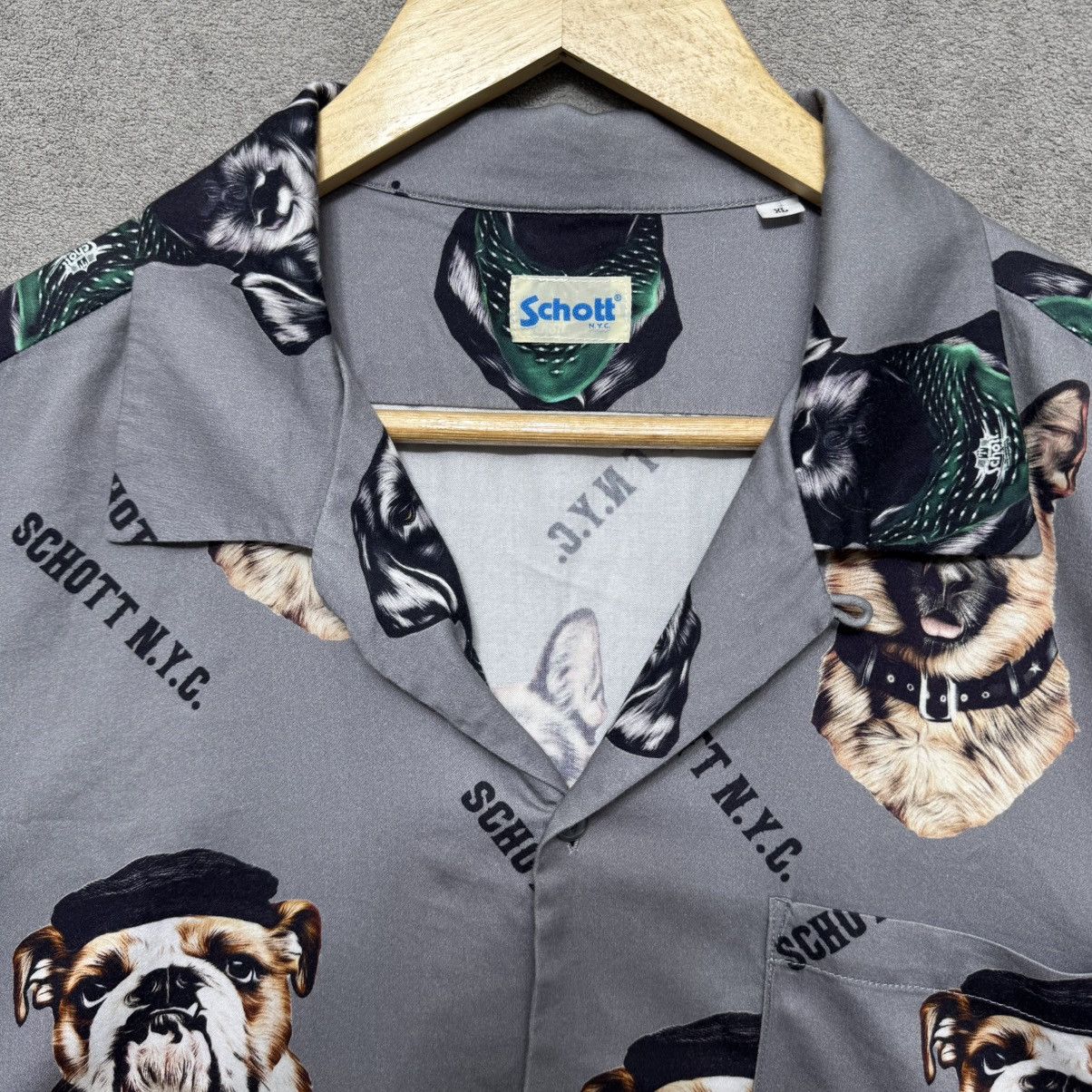 Schott Schott Rayon Open Collar Aloha Total Patern Dog Logo Shirt Size US XL / EU 56 / 4 - 3 Thumbnail