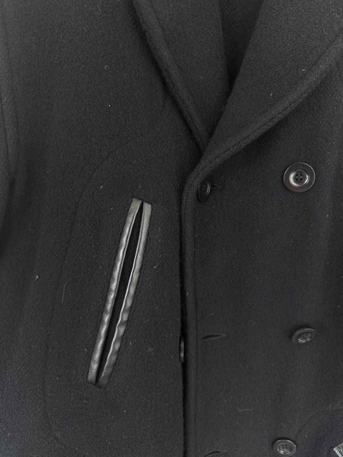 Maison Margiela Maison Margiela Wool Coat with Leather Trim Size US L / EU 52-54 / 3 - 2 Thumbnail