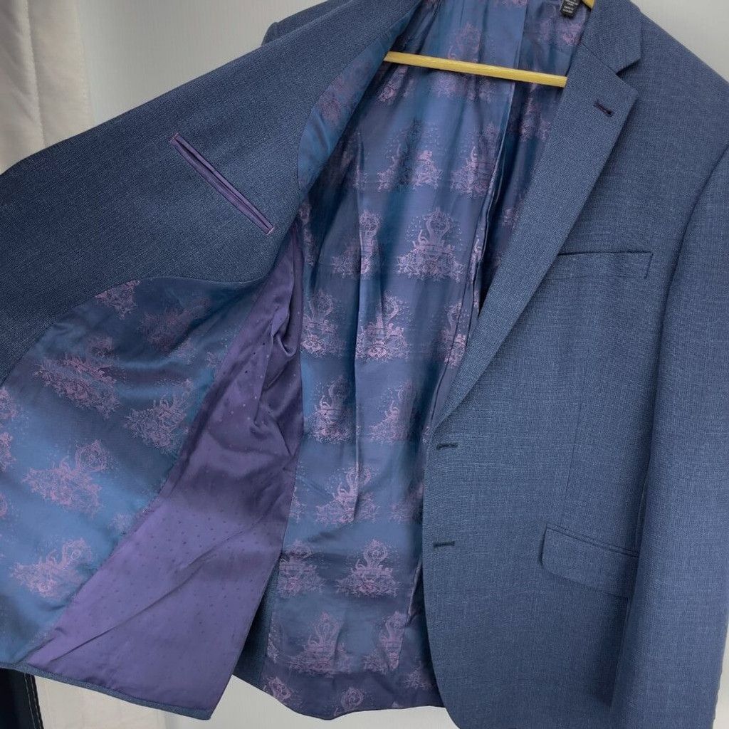 Ted Baker TED BAKER LONDON No Ordinary Joe Wool Blend Blue Blazer Size 44L - 9 Thumbnail
