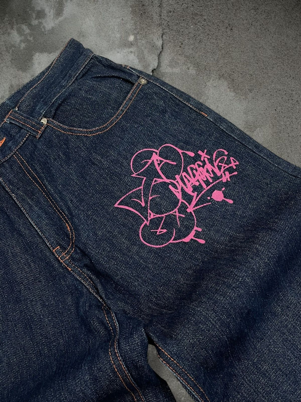 Japanese Brand Vintage Og 1990s Japan Designer Octopus Graffiti Baggy Denim Size US 31 - 8 Thumbnail