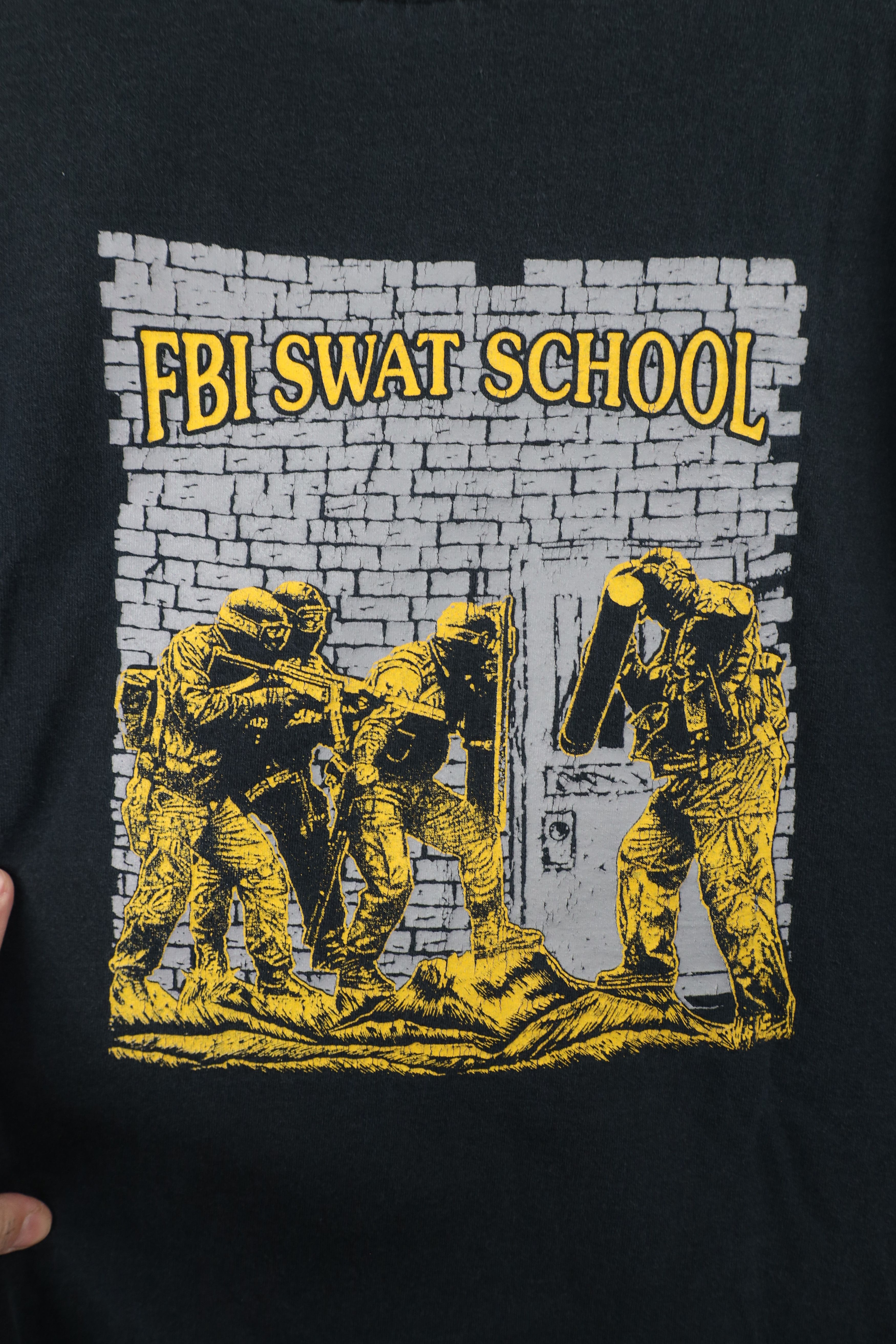Vintage Vintage 90s FBI Swat School Long Sleeve T-Shirt Black USA Size US XL / EU 56 / 4 - 9 Thumbnail