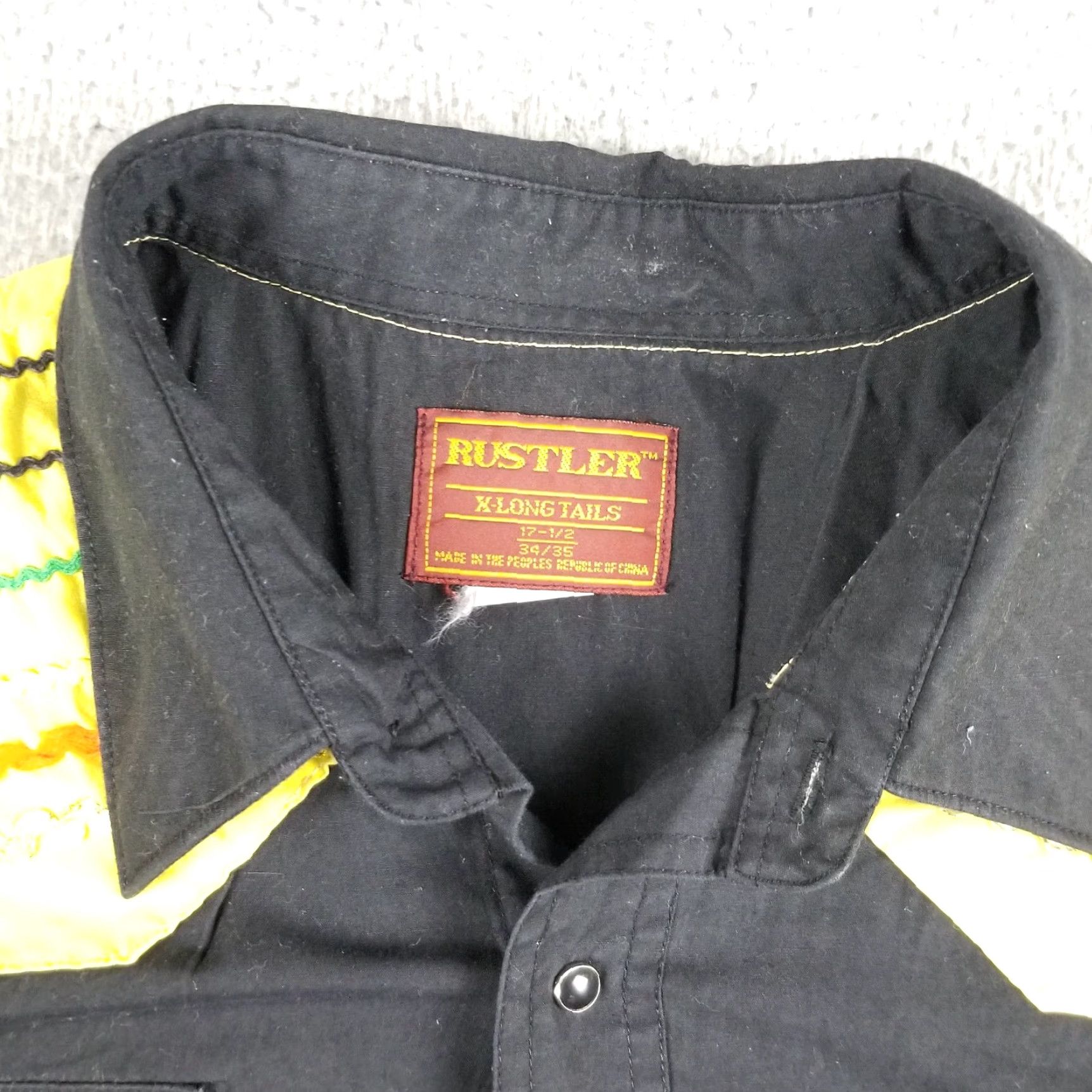 Vintage Vintage Rustler Western Striped Pearl-Snap Shirt XL Black Yellow Long-Tails Size US XL / EU 56 / 4 - 3 Thumbnail