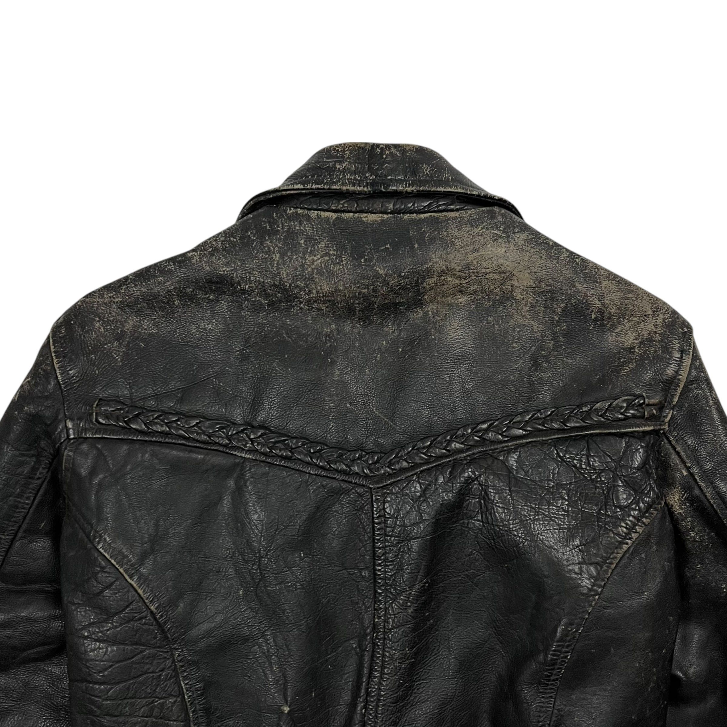 Vintage Cropped Leather Belted Bike Jacket - Size S Size US S / EU 44-46 / 1 - 7 Thumbnail