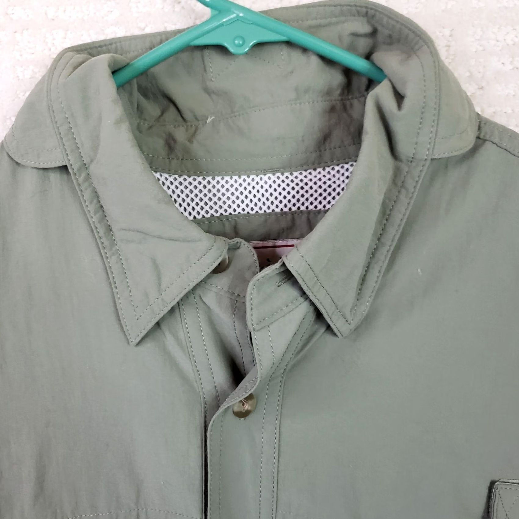 Vintage Bimini Bay Outfitters Men Button-Up Shirt XL Green Short Sleeve Vented Pockets Logo Collared Casual Travel Outdoor Shirt Size US L / EU 52-54 / 3 - 6 Thumbnail