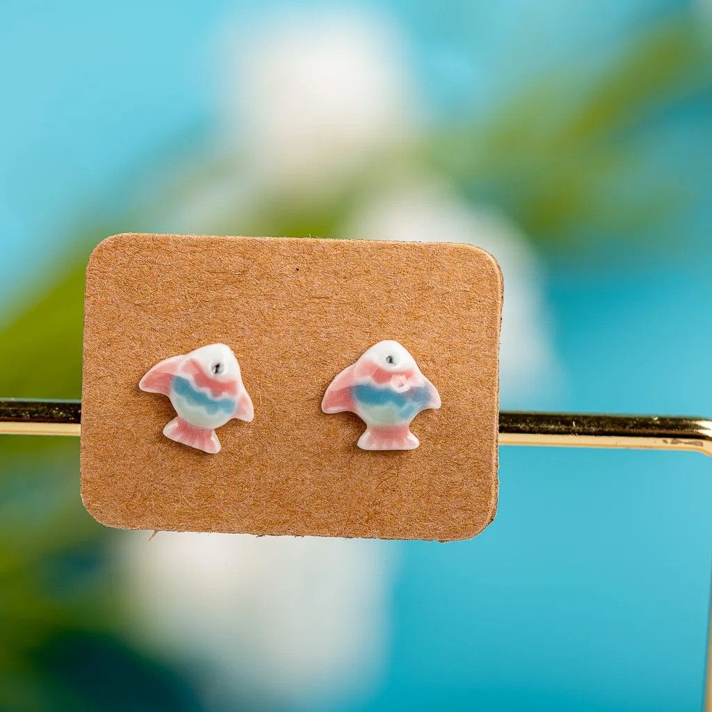 Jewelry Fish Stud Earrings Ceramic Ear Gift For Her Size ONE SIZE - 2 Thumbnail