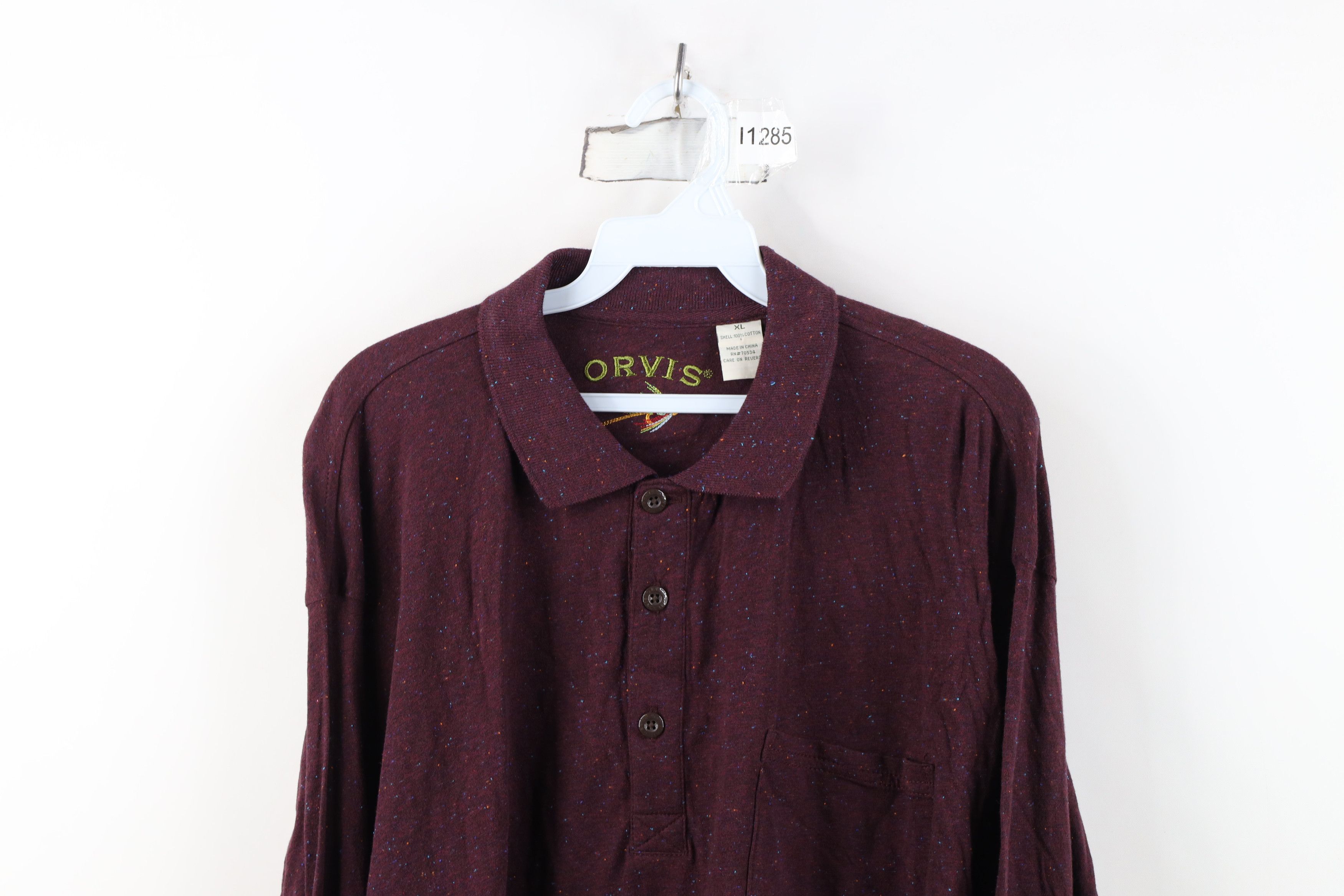 Orvis Vintage Orvis Fleck Cotton Knit Long Sleeve Rugby Polo Shirt Size US XL / EU 56 / 4 - 2 Thumbnail
