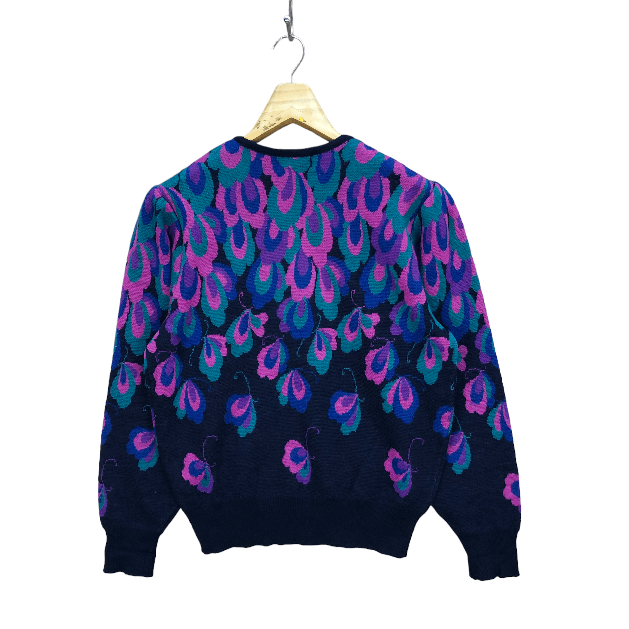 Japanese Brand NICE BUTTERFLY DESIGN KNIT SWEATER BY JACQUARD #5212-180 Size L / US 10 / IT 46 - 9 Thumbnail