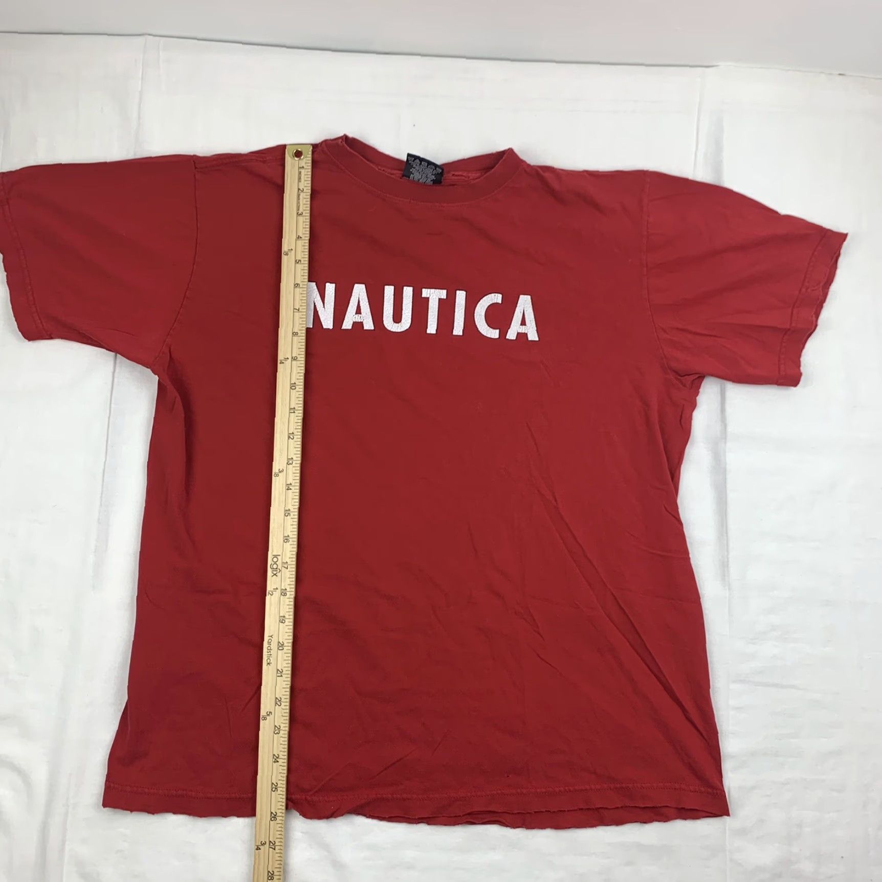 Nautica VINTAGE Nautica T Shirt Adult Medium Red Spellout Thrashed Worn Grunge Y2K Sailing Boats Mens Size US M / EU 48-50 / 2 - 5 Thumbnail