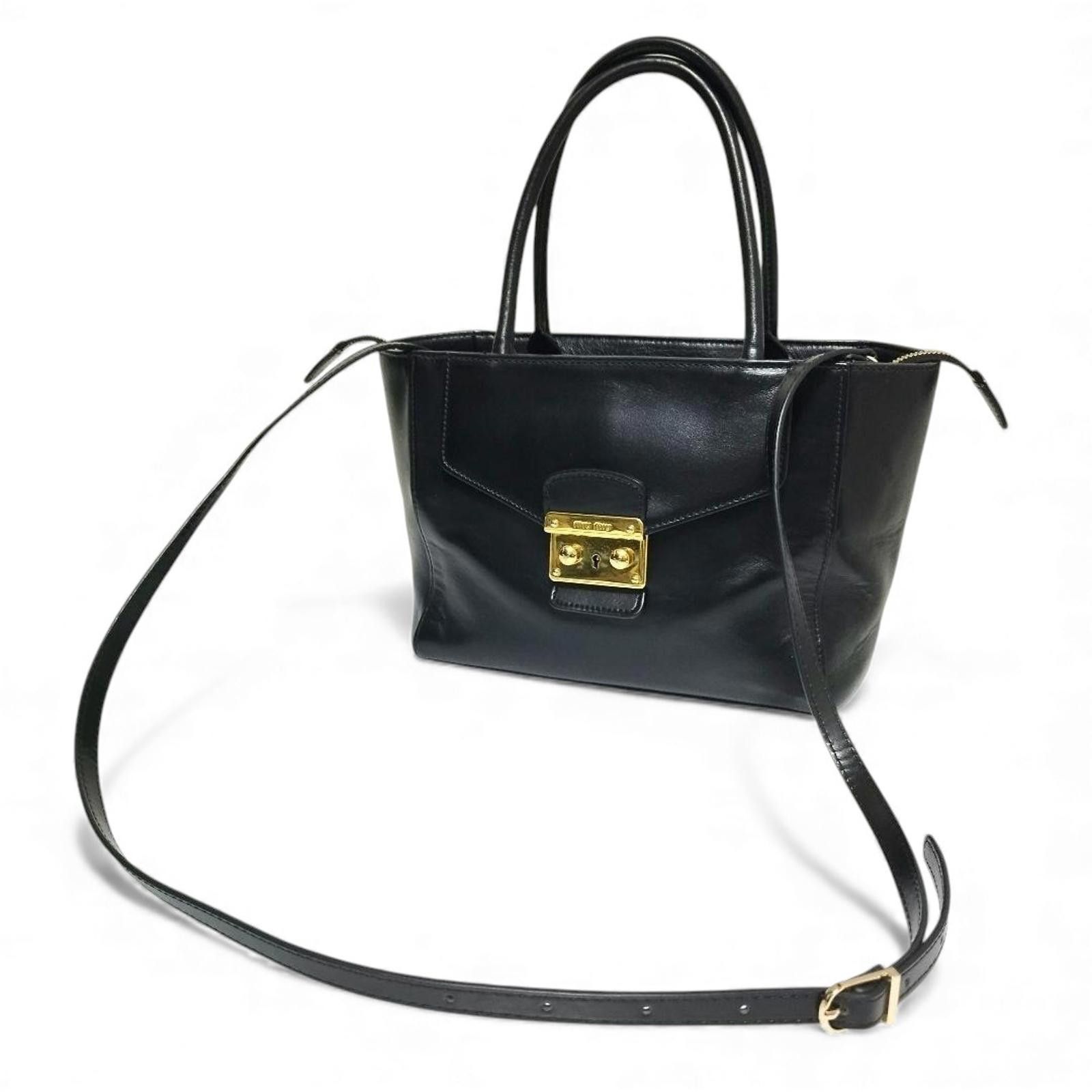 Miu Miu Miu Miu - Black Leather Satchel Bag Gold Hardware Size ONE SIZE - 3 Thumbnail