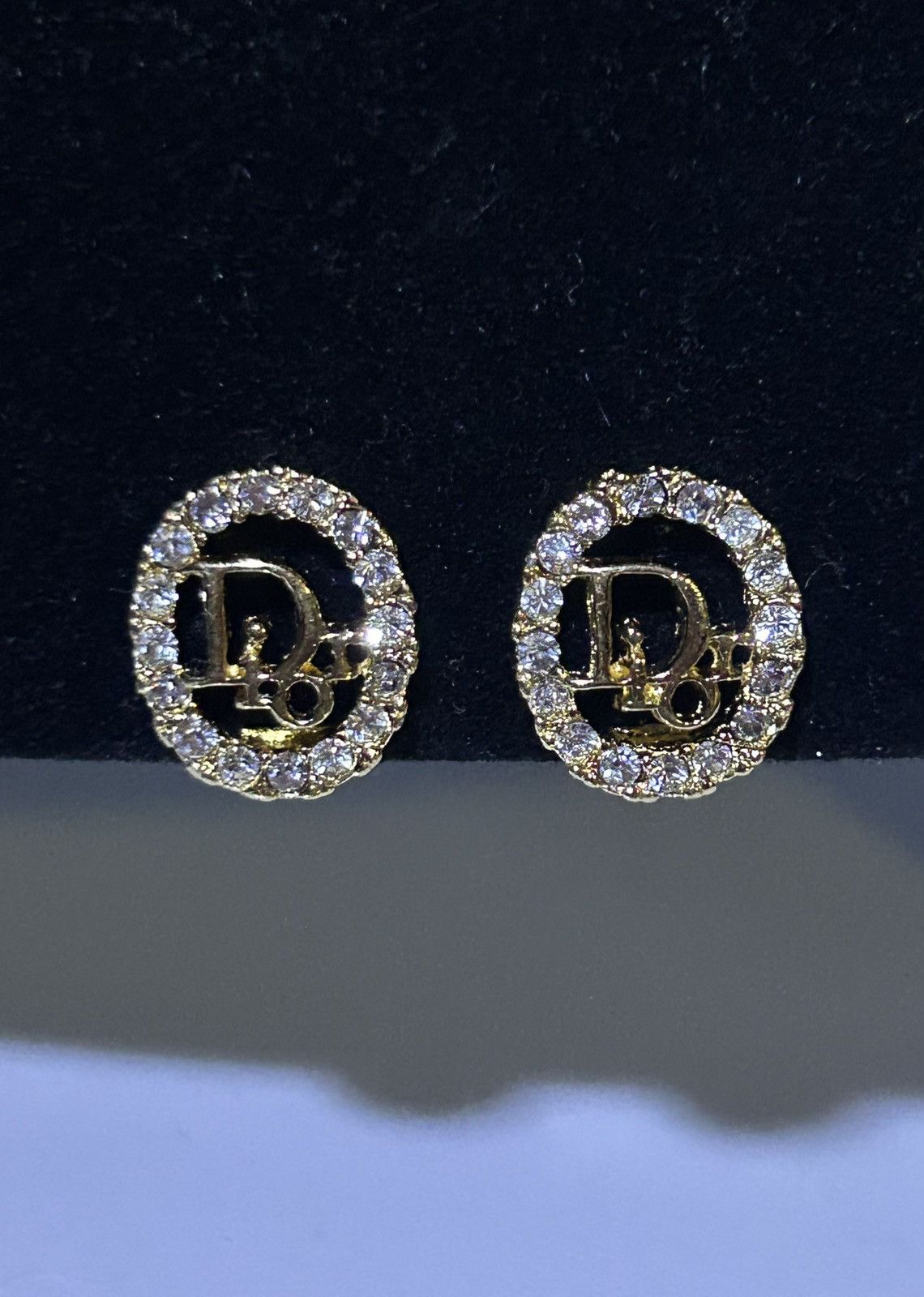 Dior Vintage Dior Rhinestone Gold Plated Oval Clip on Earrings Size ONE SIZE - 1 Thumbnail
